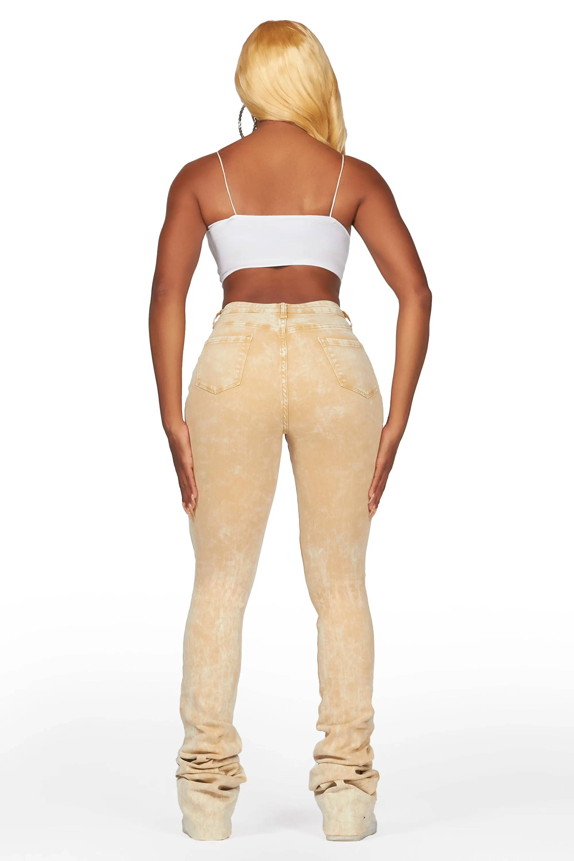 Lovin' Tan Distressed Super Stacked Jean