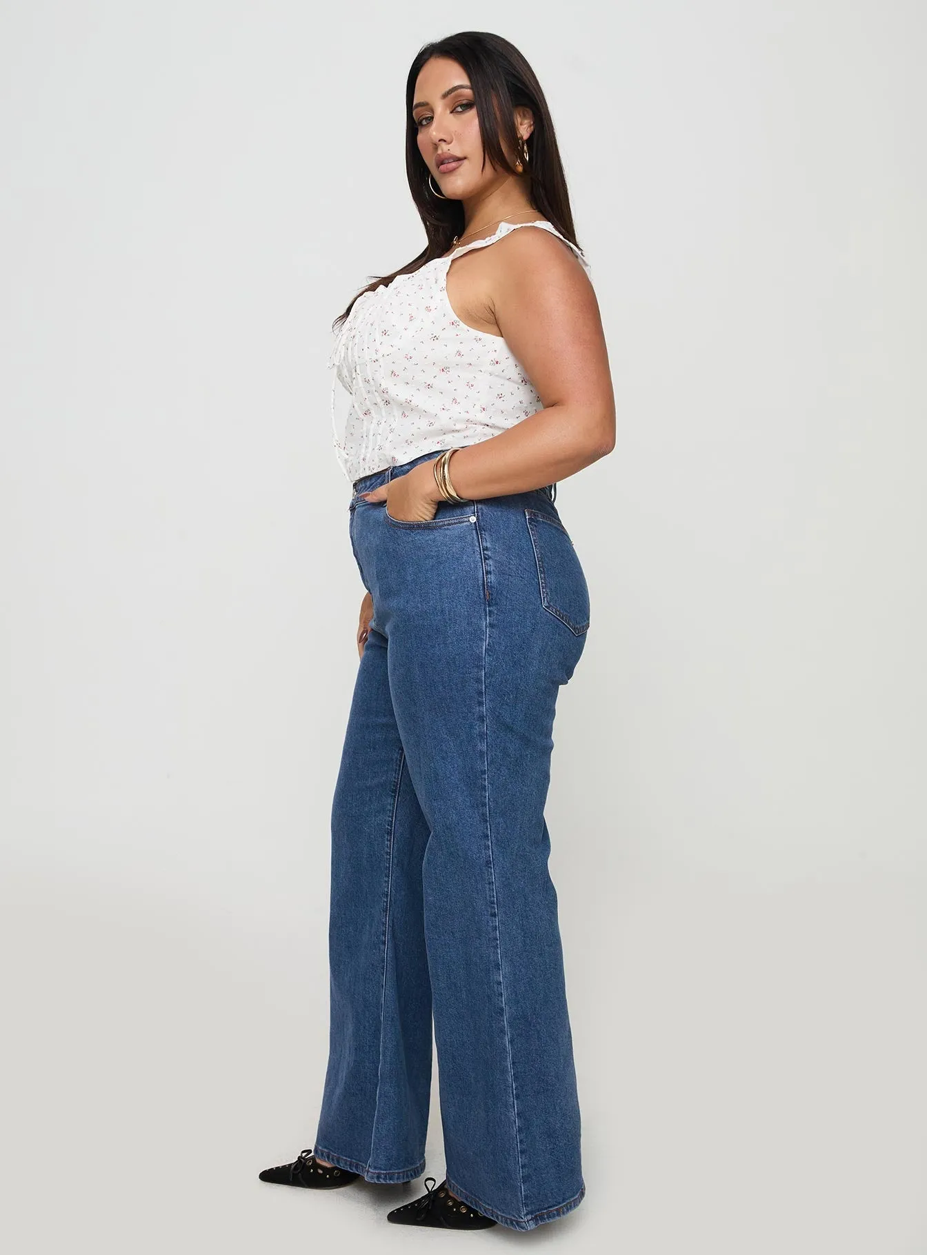 Lucille High Rise Flare Leg Jeans Mid Wash Curve