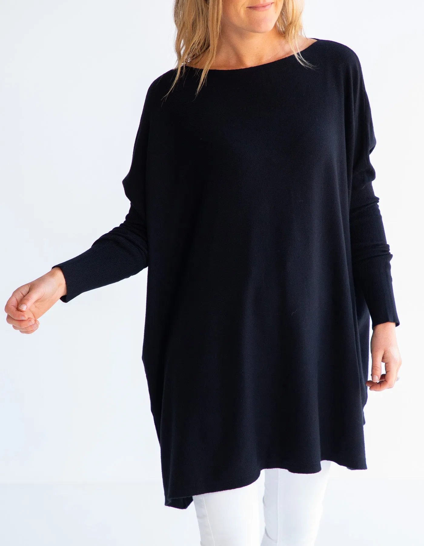 Marley Oversize Cotton Knit Jumper in Black