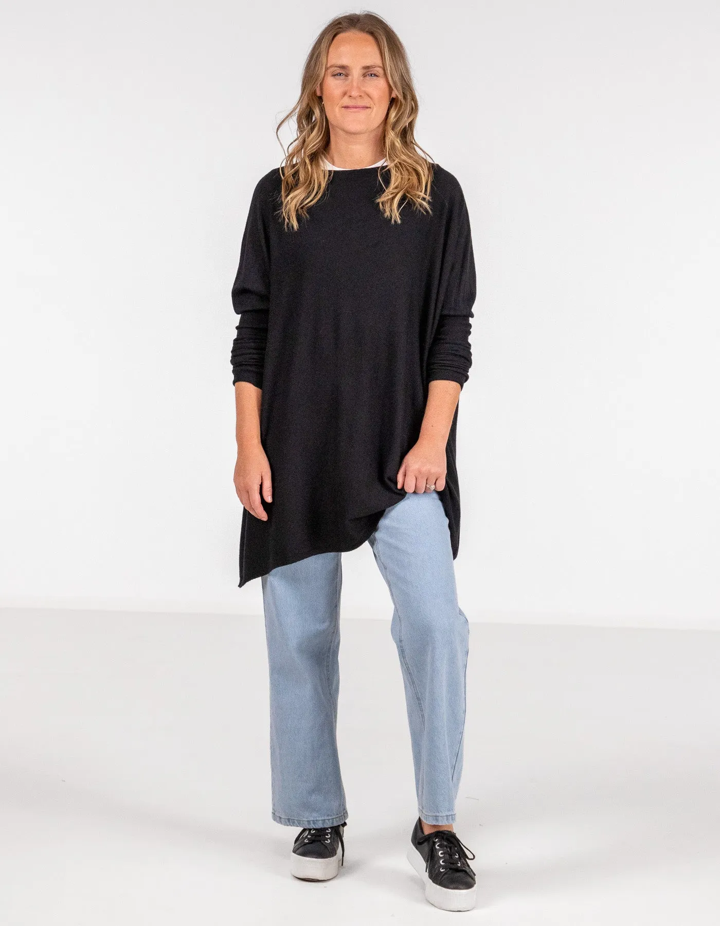 Marley Oversize Cotton Knit Jumper in Black