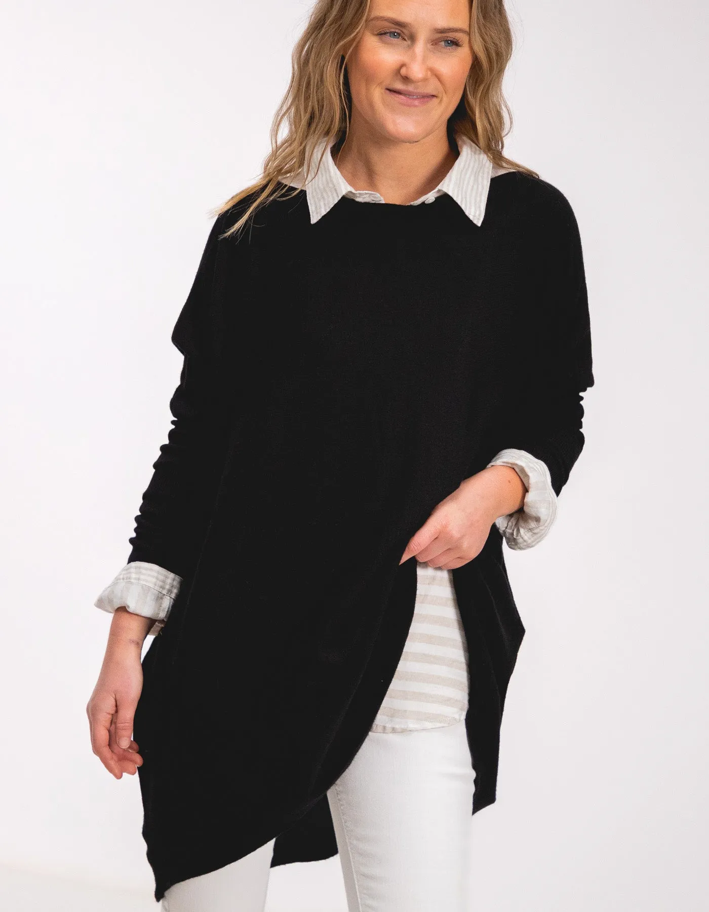 Marley Oversize Cotton Knit Jumper in Black