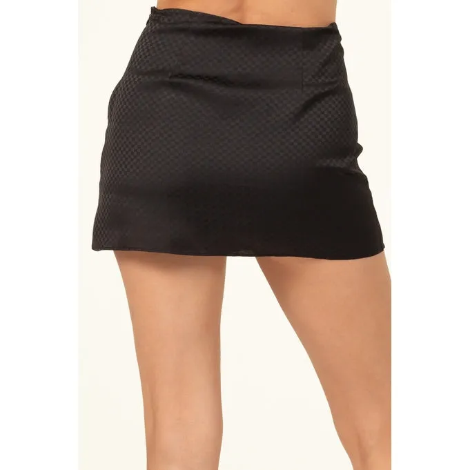 Mindy Checkered Print Skort Black