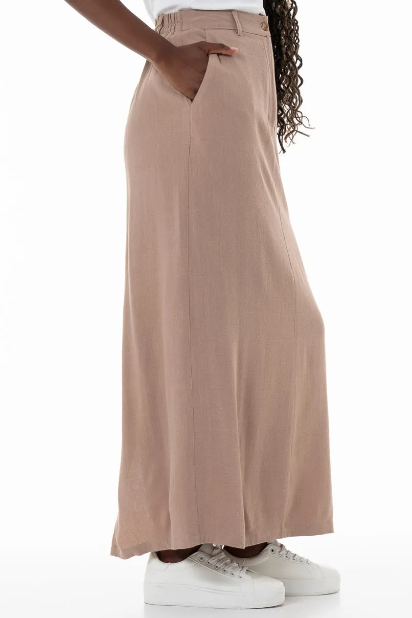 Mock Fly Skirt _ 153840 _ Taupe