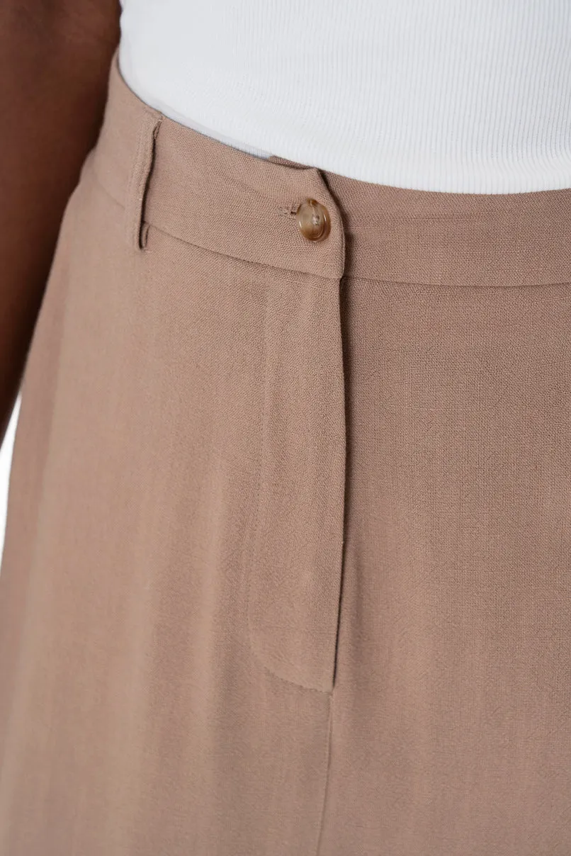 Mock Fly Skirt _ 153840 _ Taupe