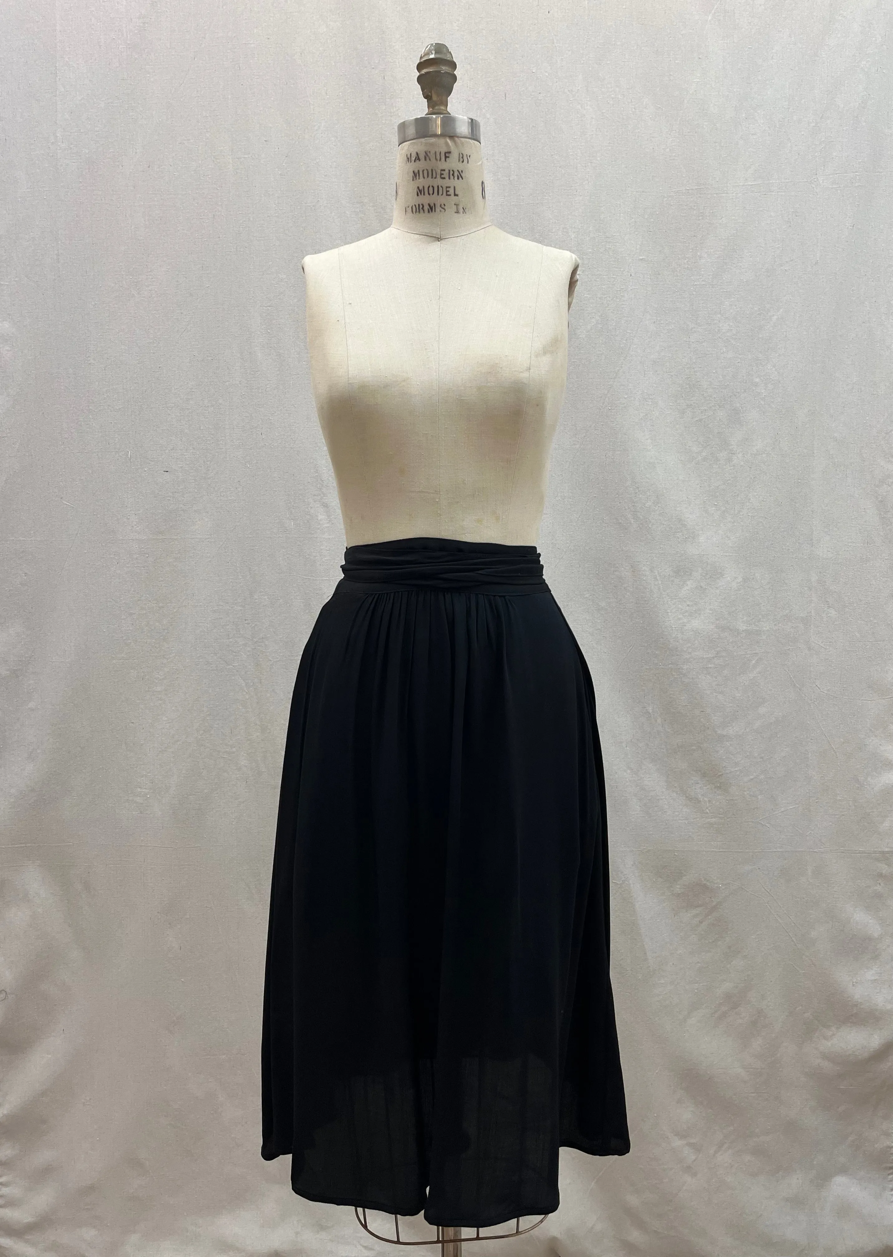 Monroe Wrap Skirt in Black Challis