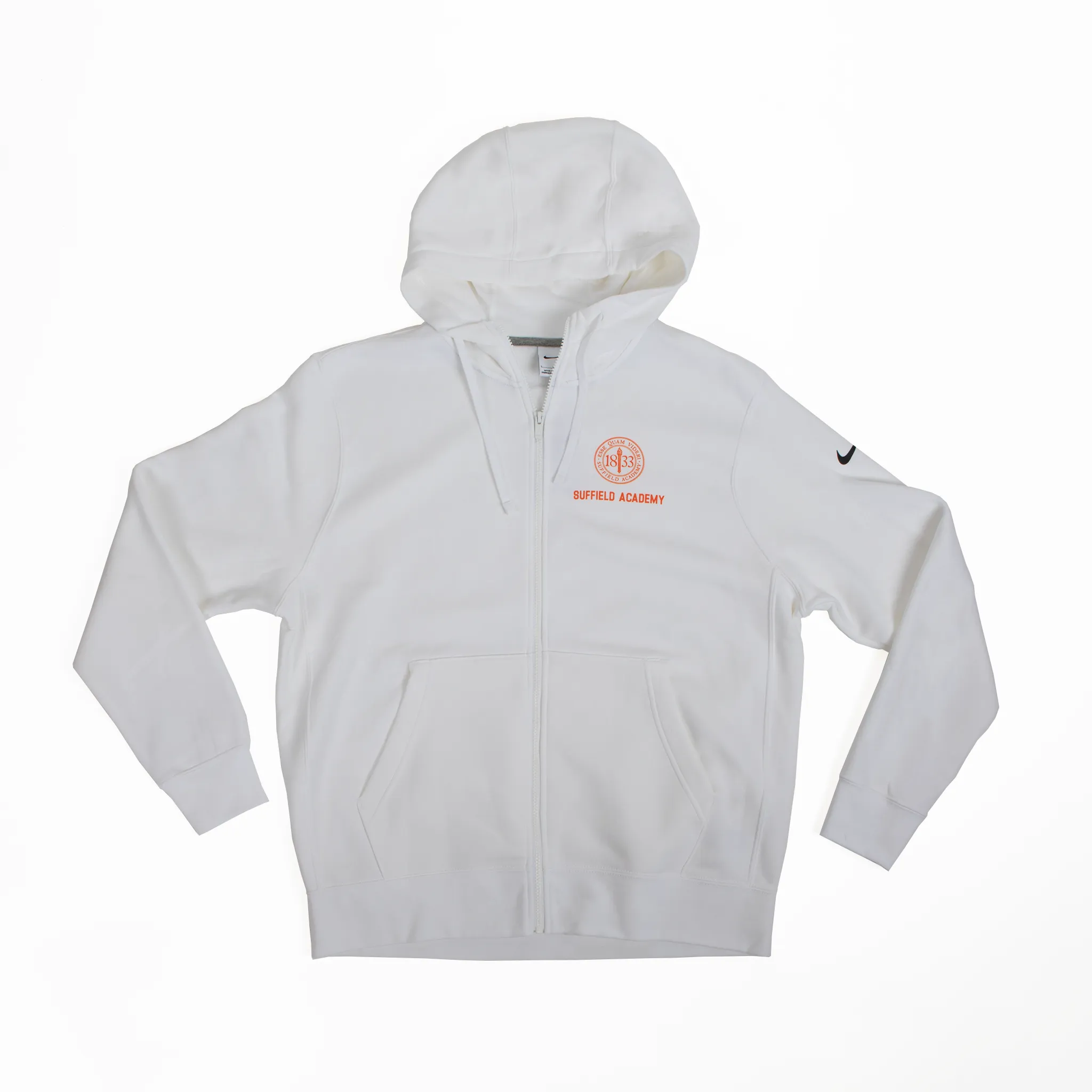 Nike White Zip Front Hoodie