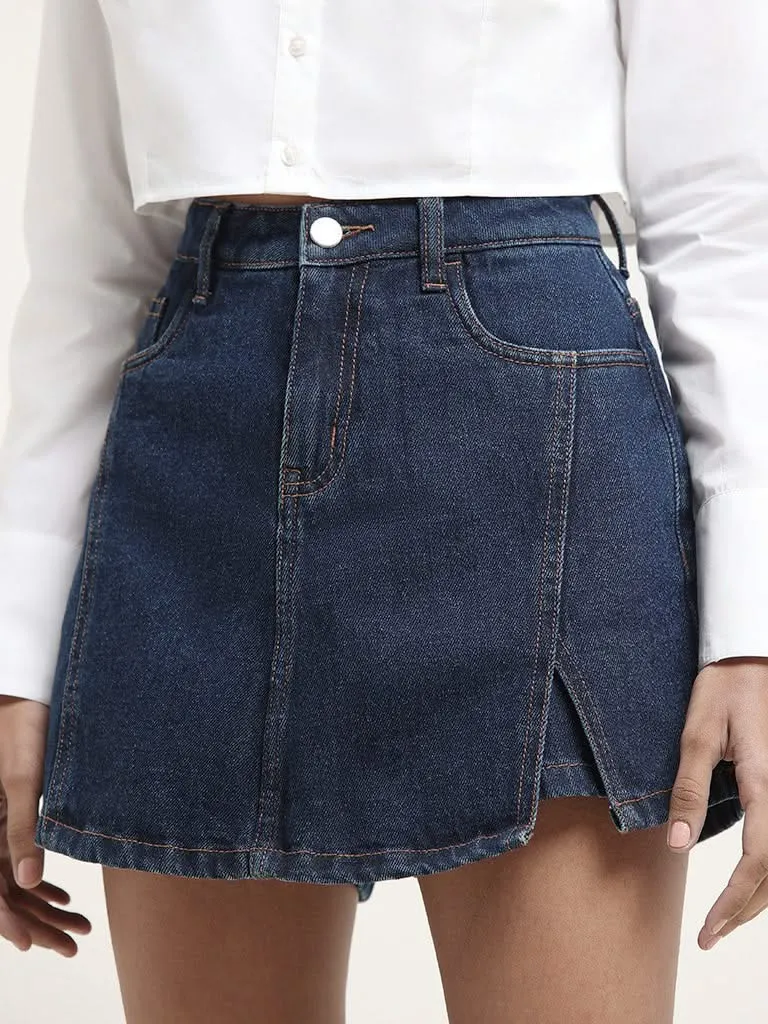 Nuon Dark Blue Denim Mini Skirt