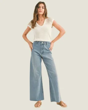 NYC Please: Light Wash Straight Leg Denim Pants