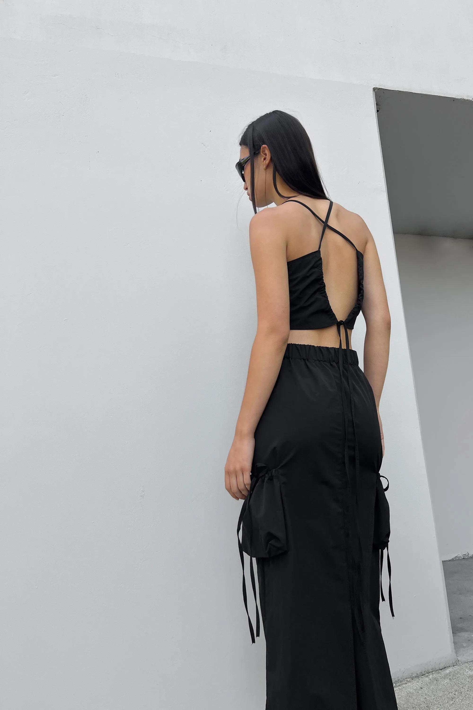 OPEN BACK TANK AND CARGO MIDI SKIRT SET