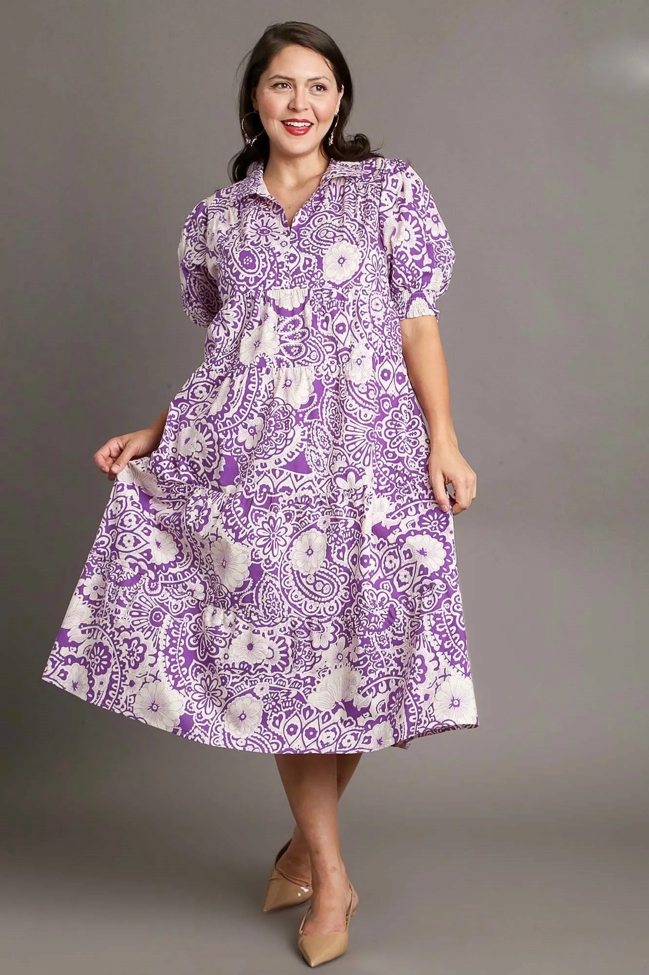 Paisley Party Lavender Midi Dress