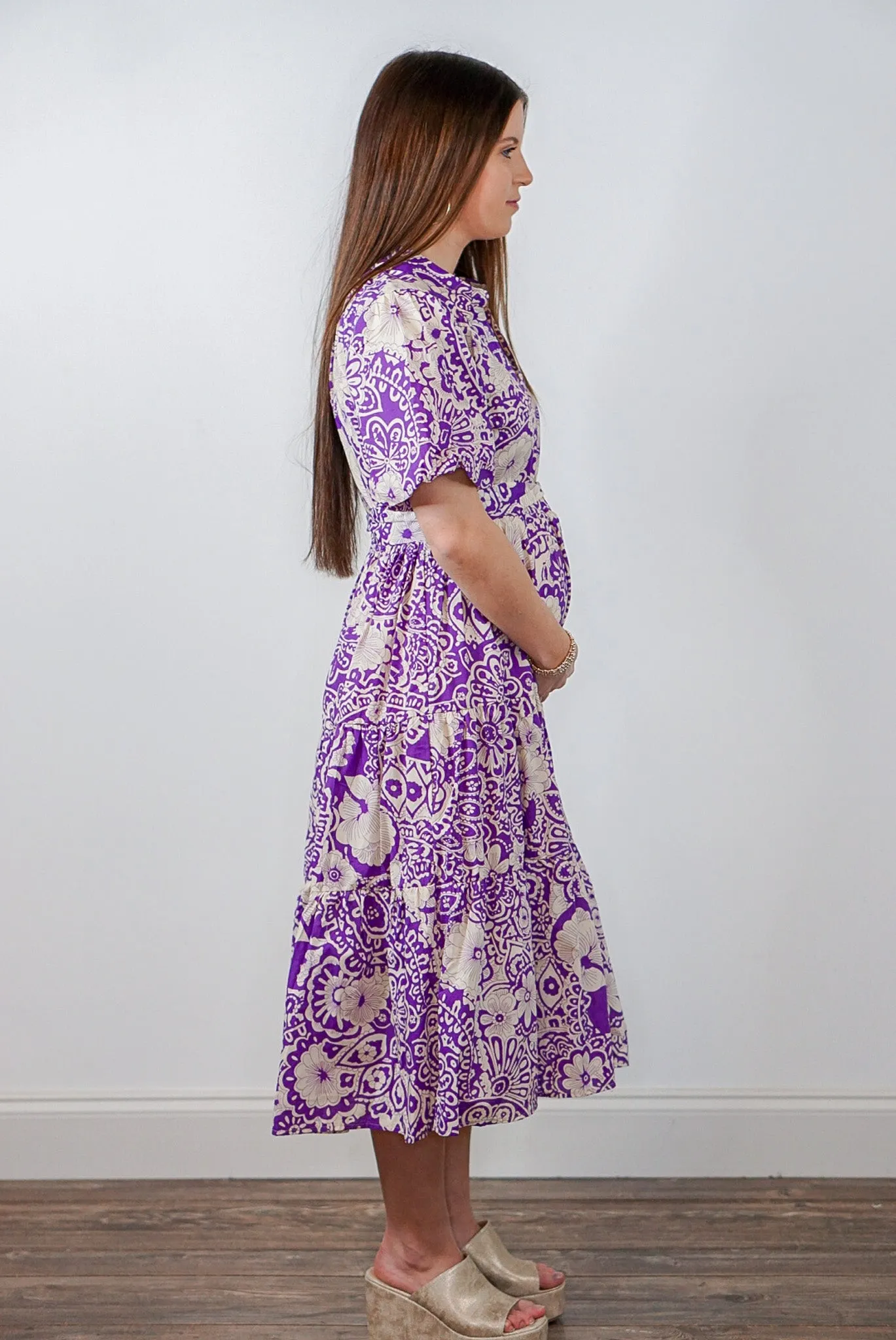 Paisley Promise Lavender Midi Dress