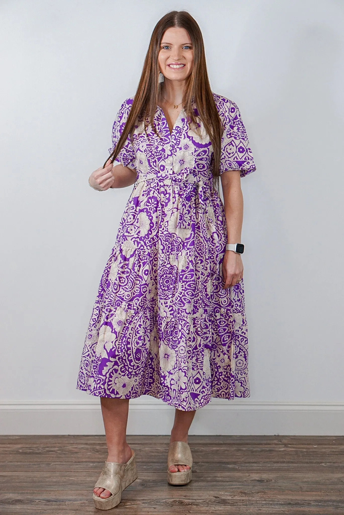 Paisley Promise Lavender Midi Dress