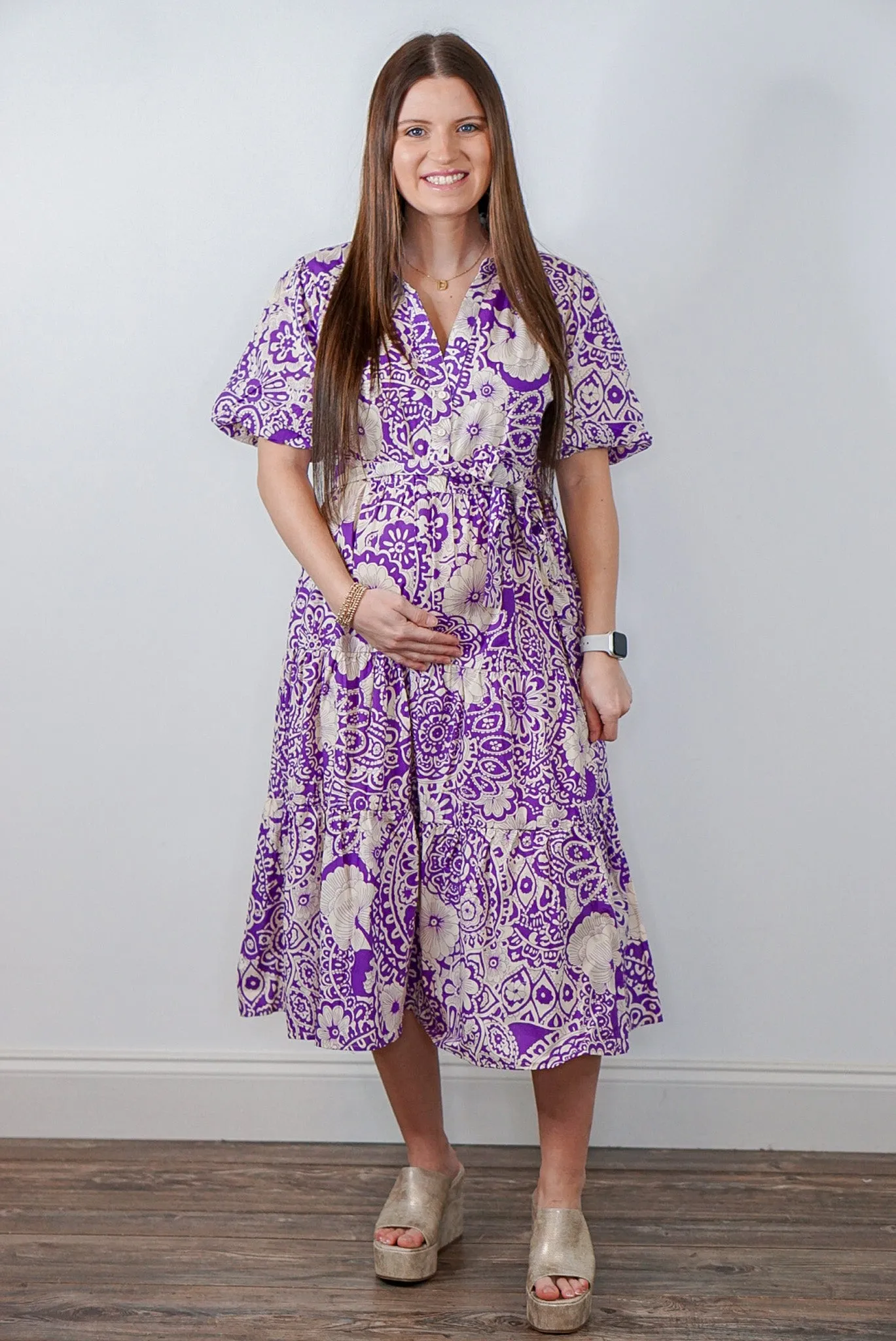 Paisley Promise Lavender Midi Dress