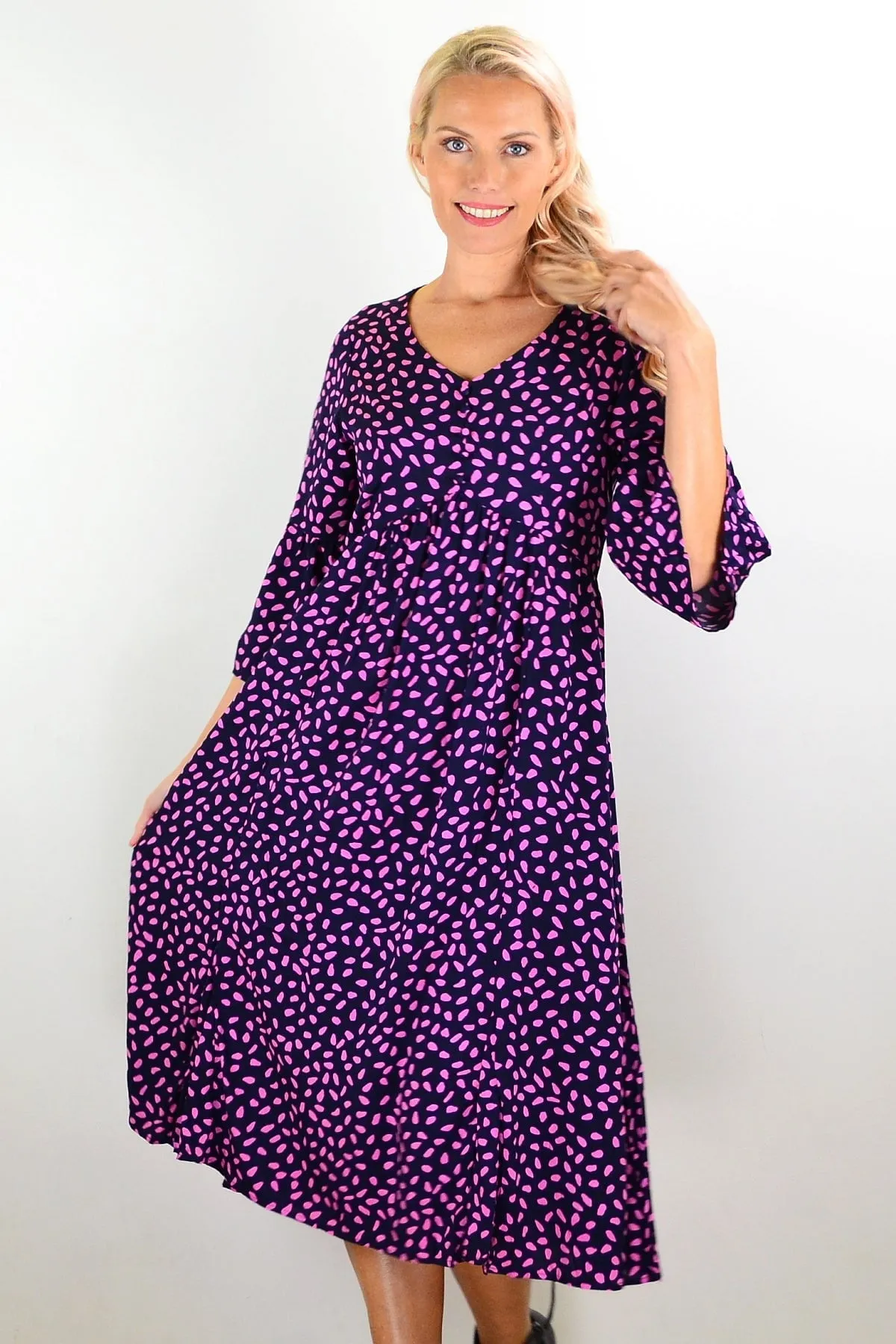 Pink Spots Midi Tunic Dress