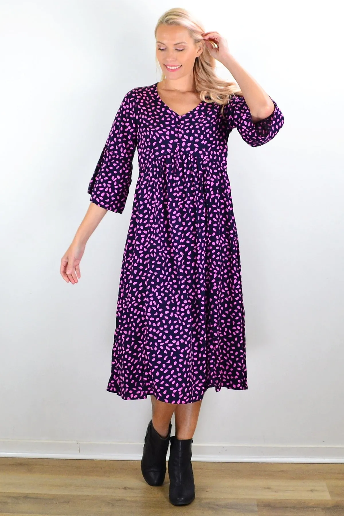 Pink Spots Midi Tunic Dress