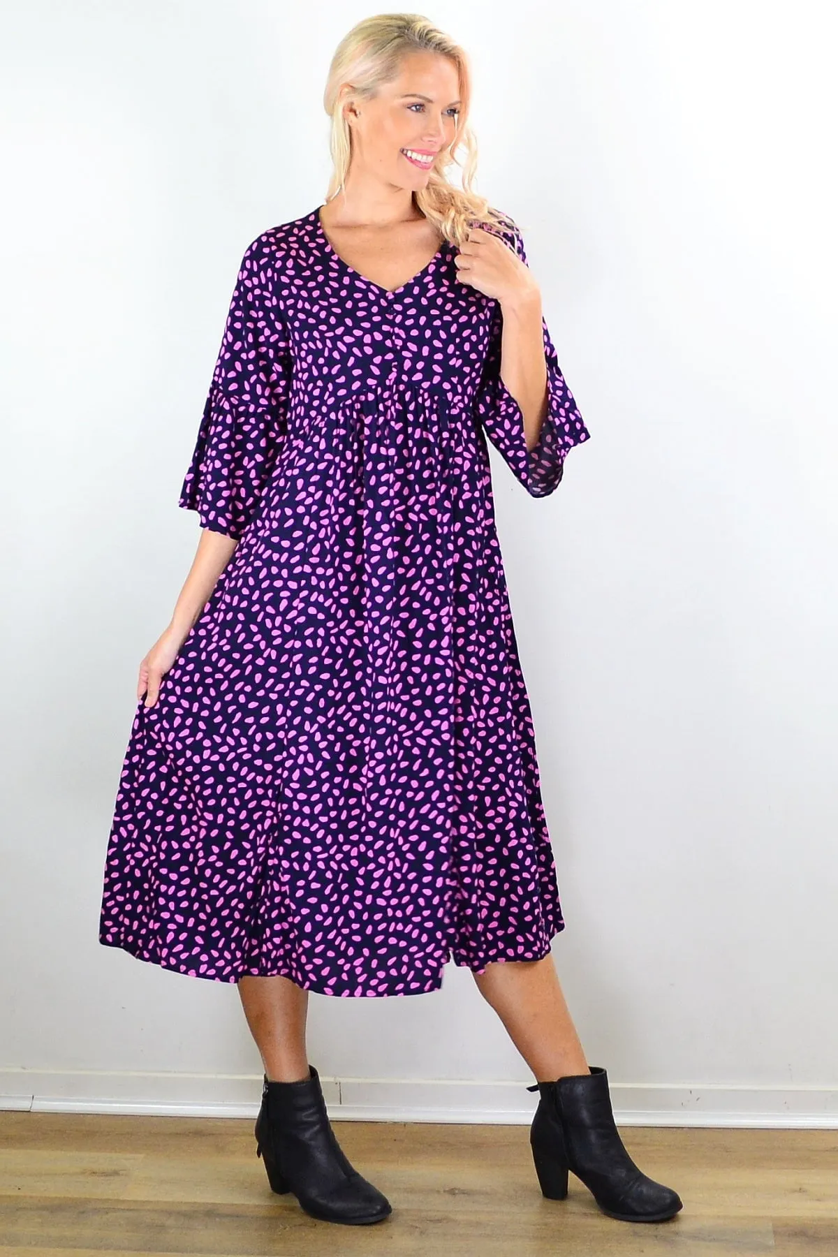 Pink Spots Midi Tunic Dress