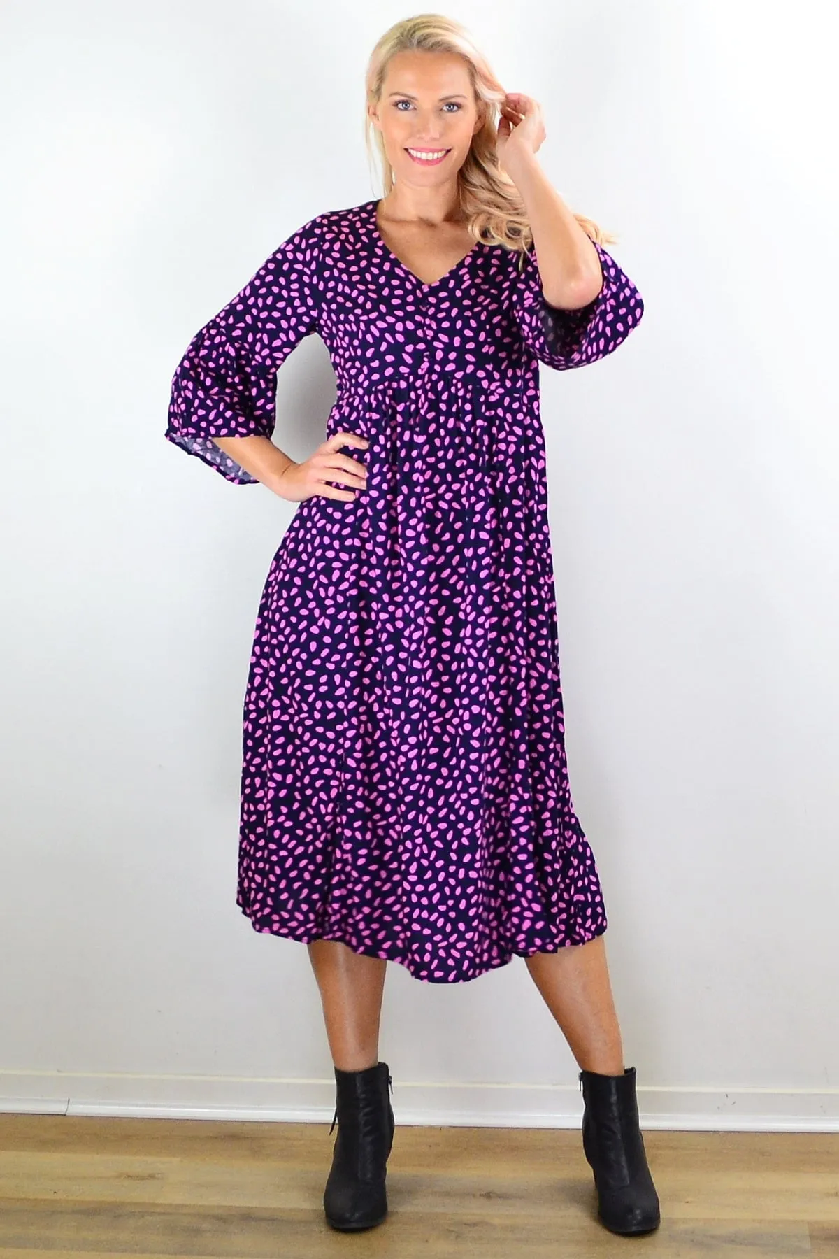 Pink Spots Midi Tunic Dress