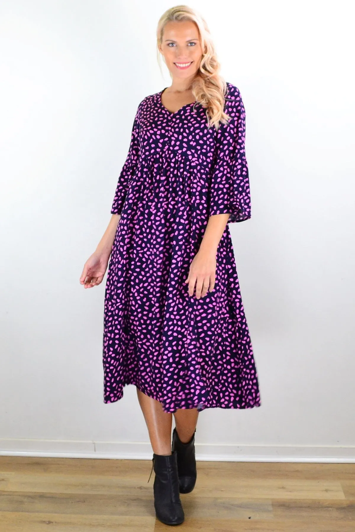 Pink Spots Midi Tunic Dress