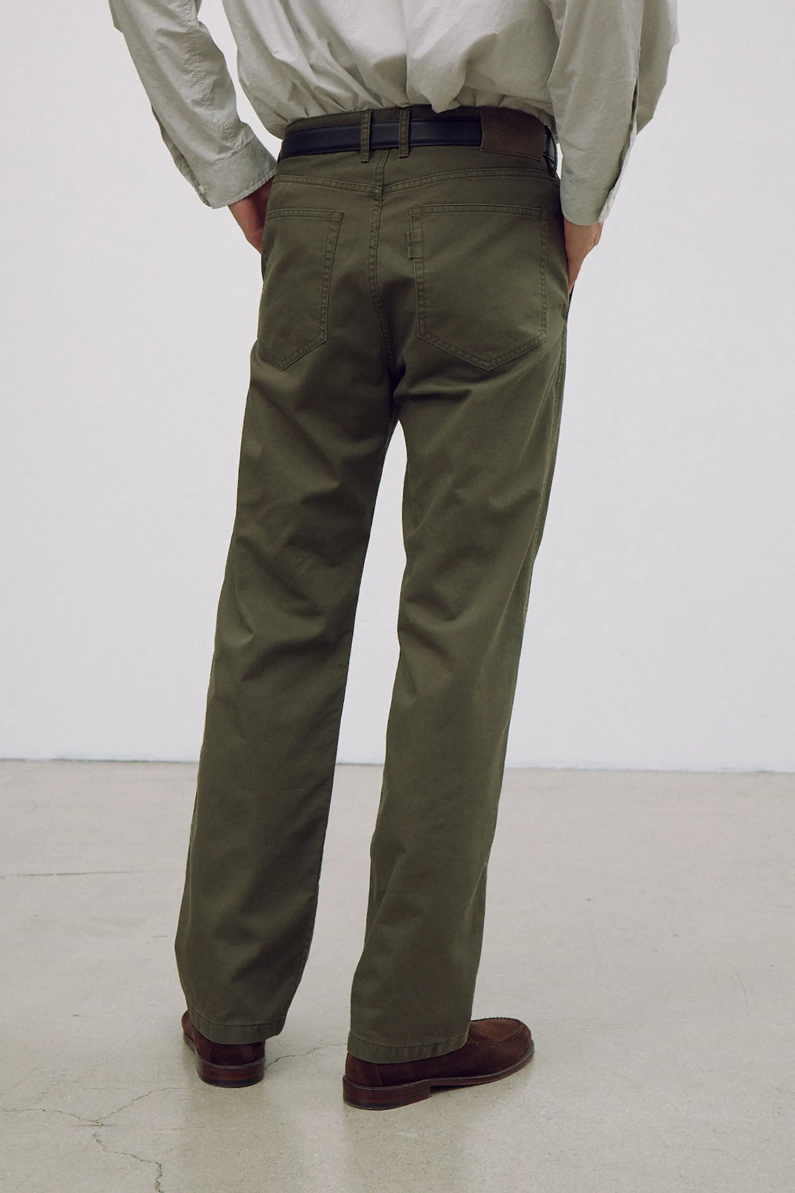 POTTERY Garment Washed Pants (Straight Fit) - Khaki