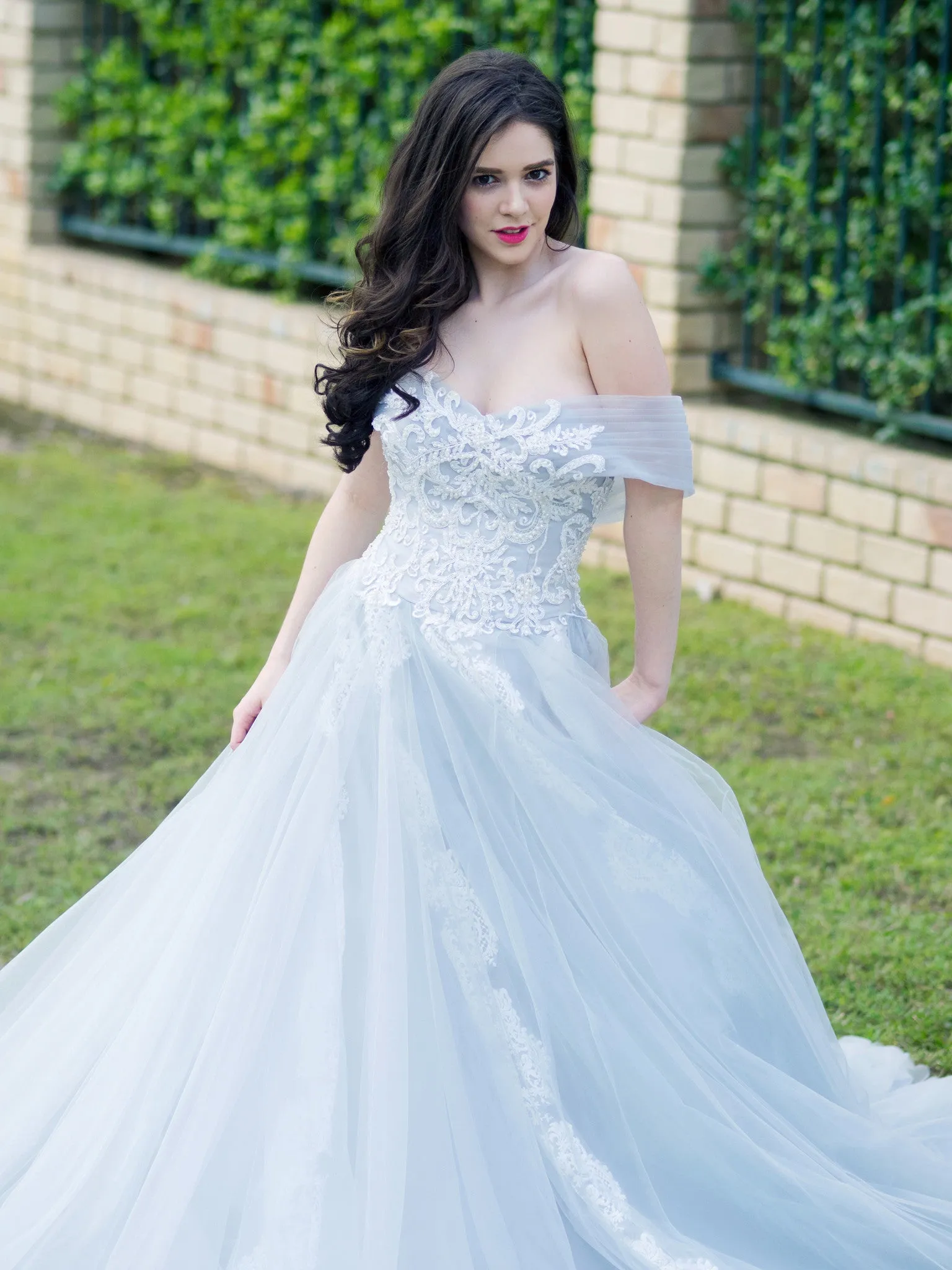 Princess walk grey wedding dress