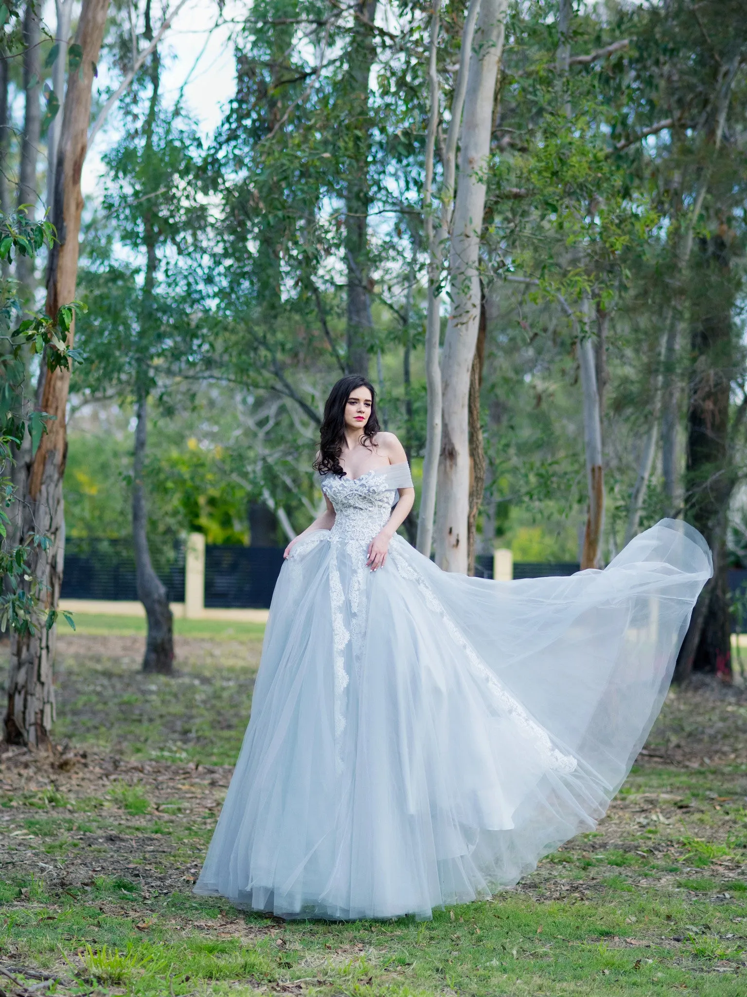 Princess walk grey wedding dress