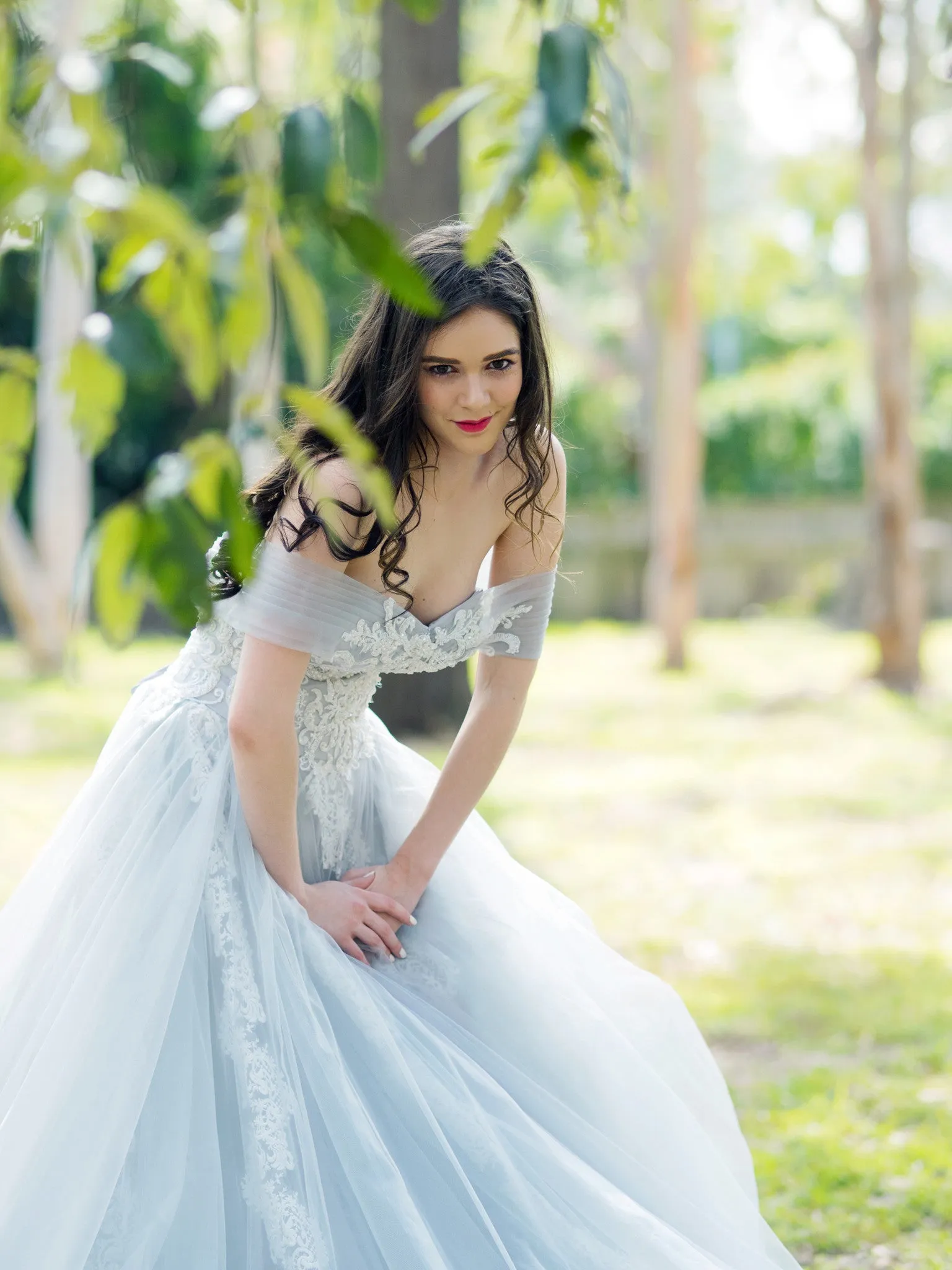 Princess walk grey wedding dress