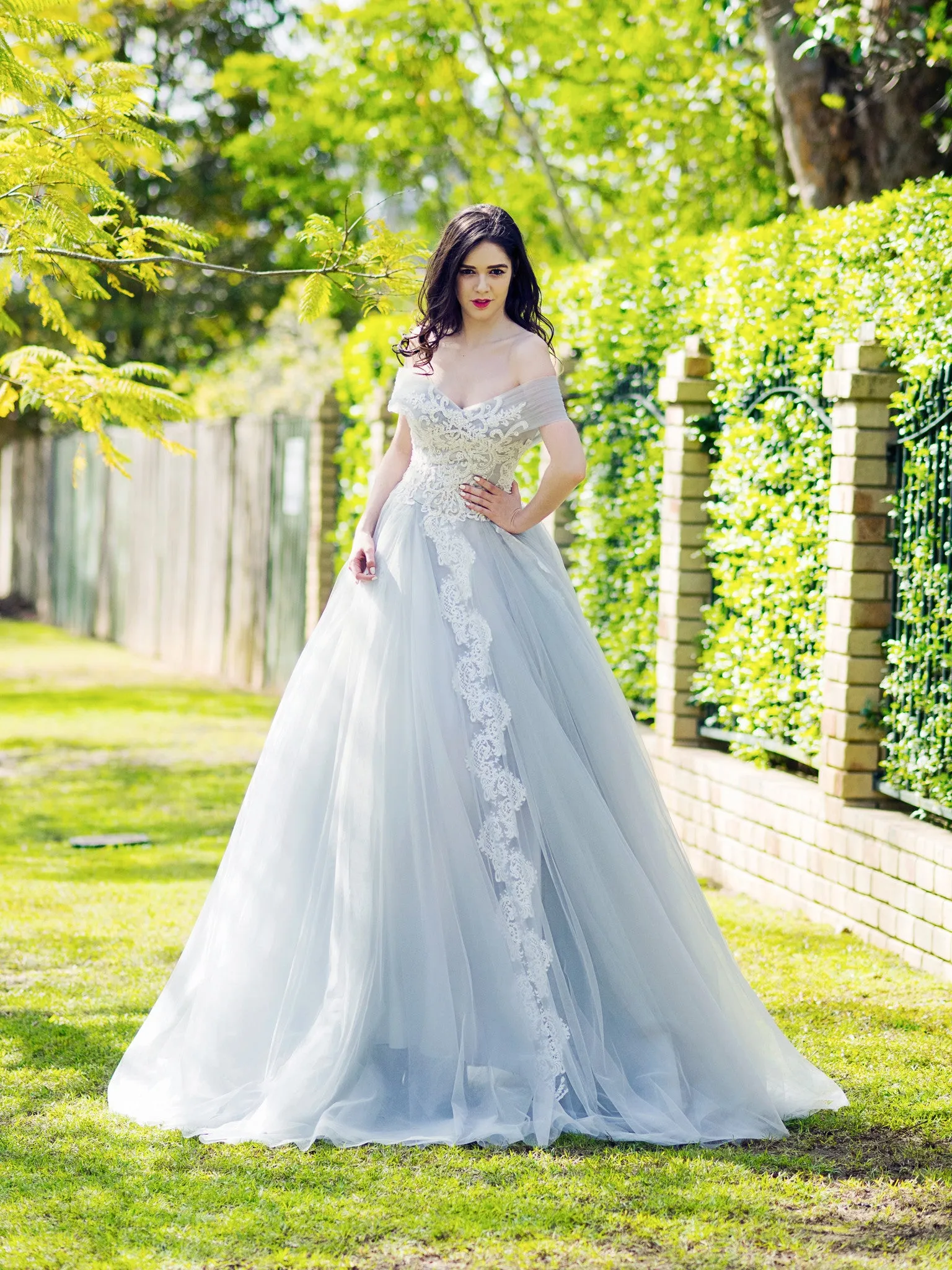 Princess walk grey wedding dress