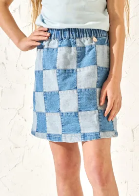 Quinn Blue Patchwork Denim Skirt