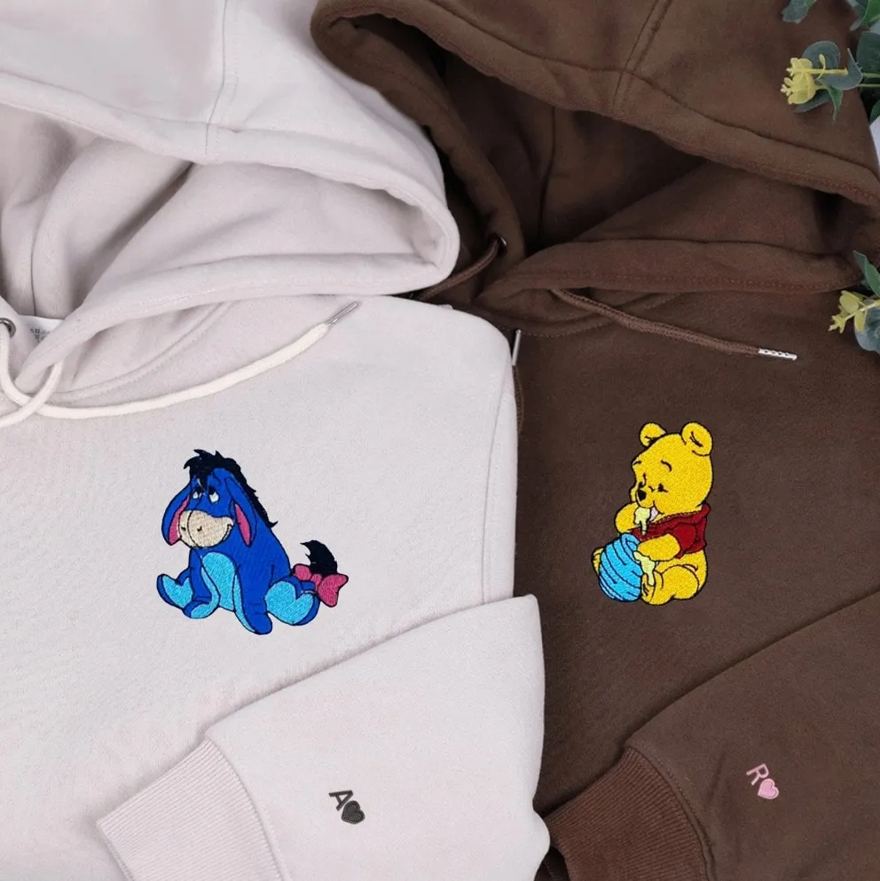 "Lovely Bear Couple" Custom Embroidered Hoodies – Personalized Embroidered Hoodies For Couples