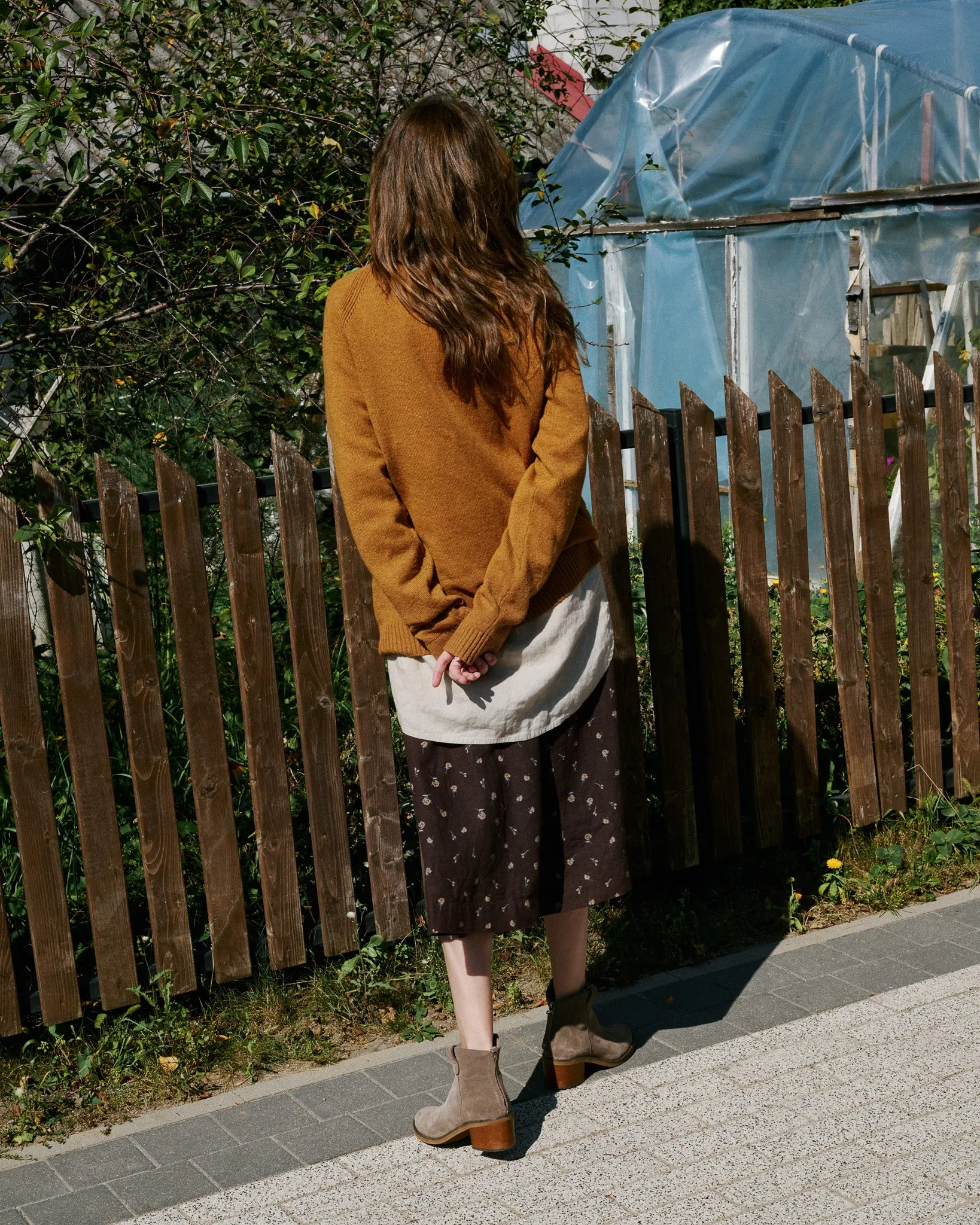 R: SION gathered linen skirt (Size: S; Color: Espresso Rose)