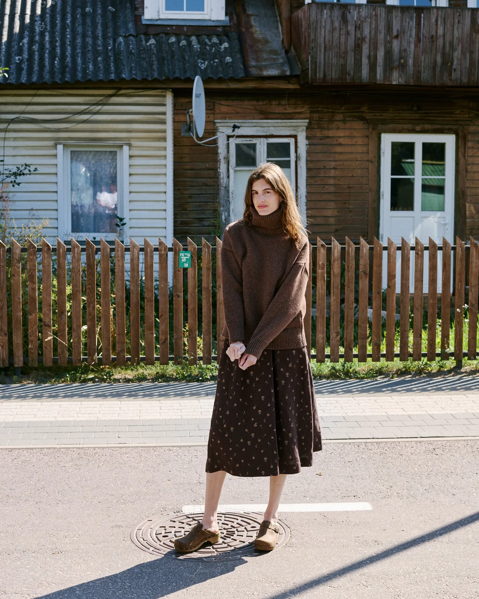 R: SION gathered linen skirt (Size: S; Color: Espresso Rose)