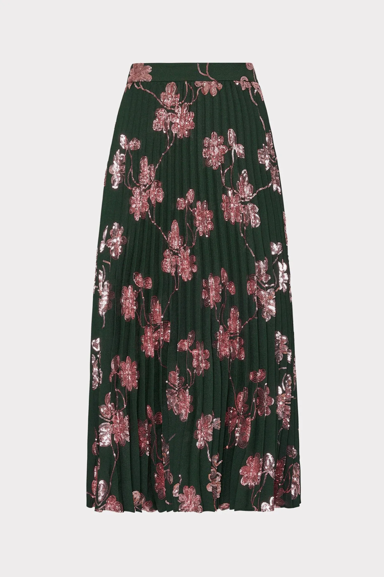 Rayla Pleated Floral Sequins Skirt