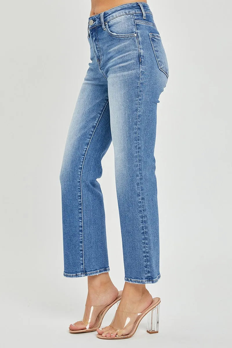 Risen Jeans - Mid Rise Cropped Flare Jeans - RDP5539