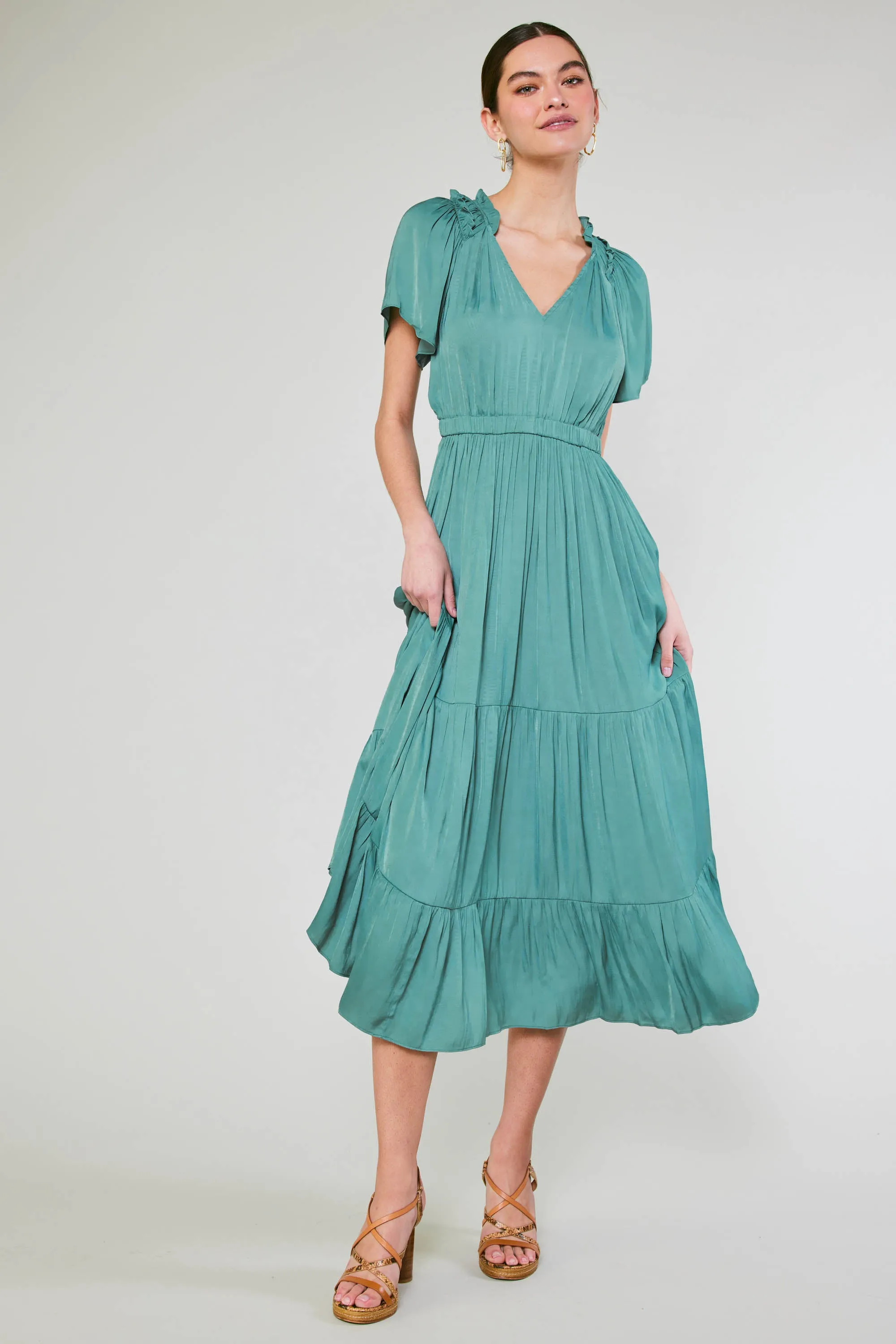 Ruffled Collar Maxi Dress