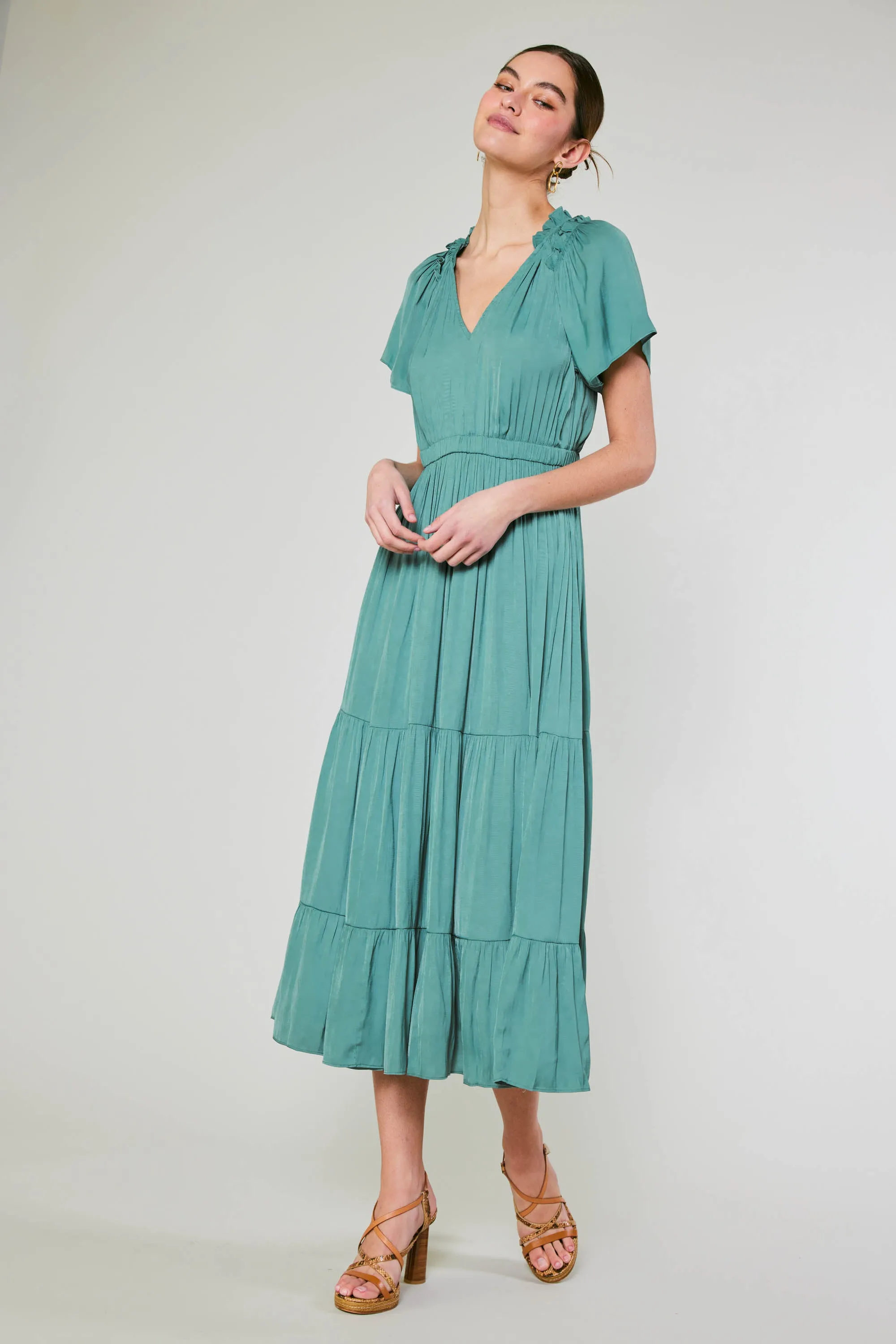 Ruffled Collar Maxi Dress