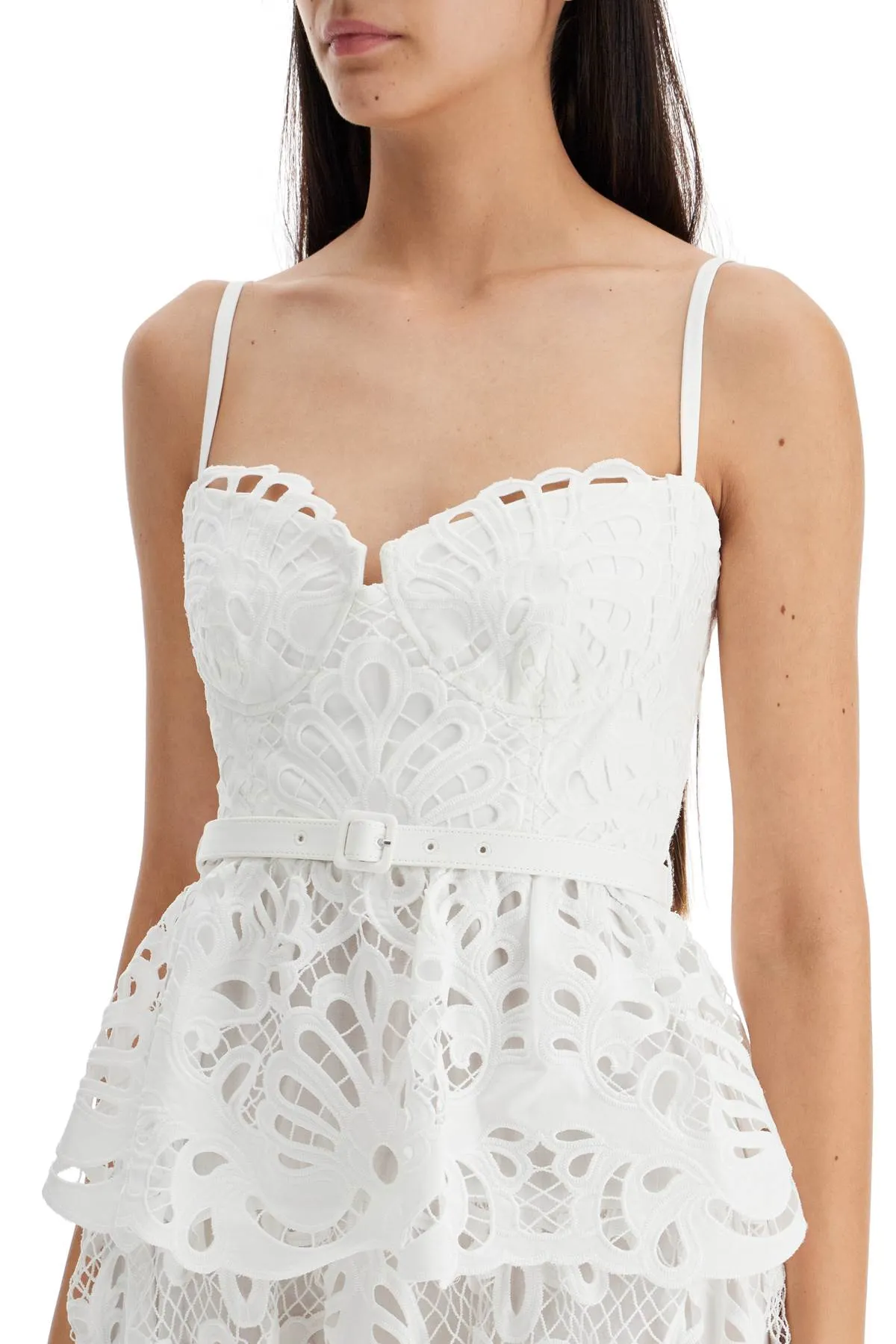 Self Portrait Lace Bustier Dress With Belt