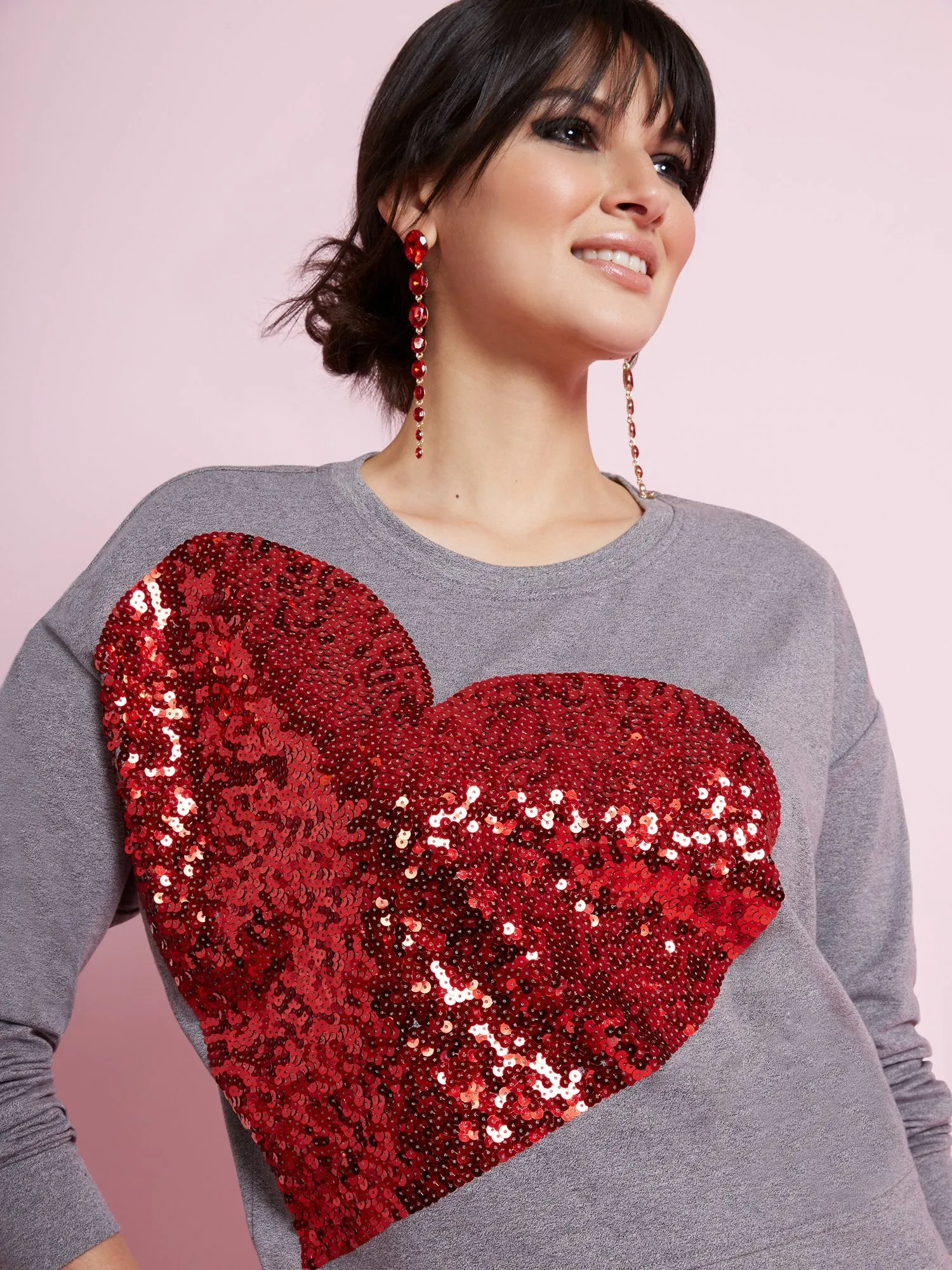 Sequin-Heart Sweatshirt