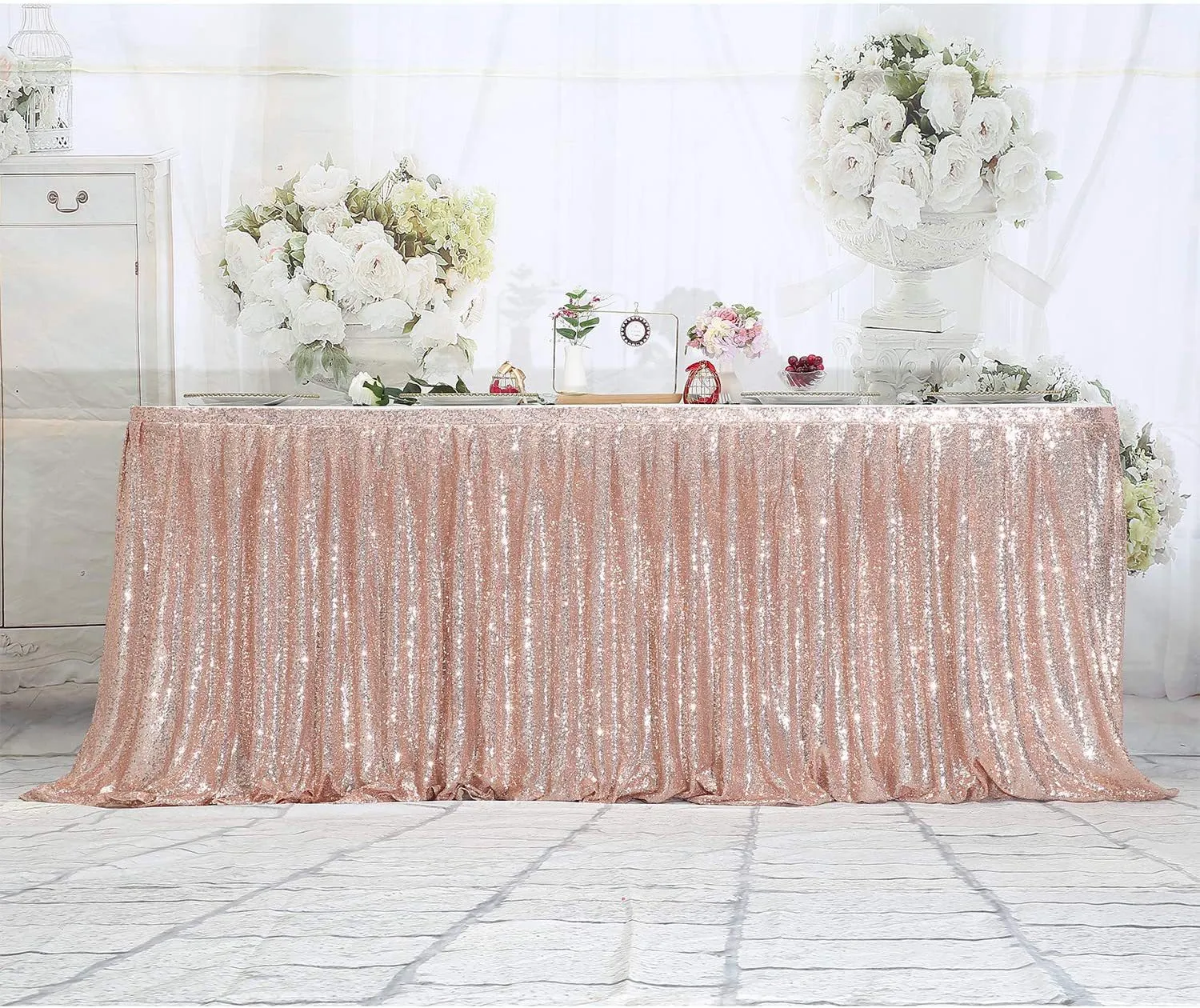 Sequin Rectangular Table Skirting for Party Tables - Wedding Decoration-Party Linen