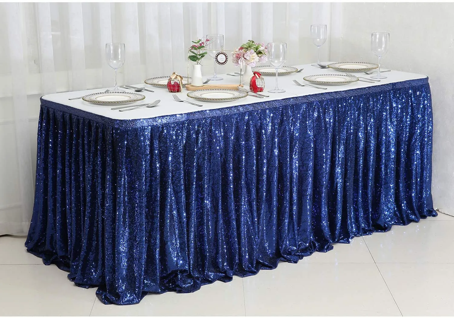 Sequin Rectangular Table Skirting for Party Tables - Wedding Decoration-Party Linen