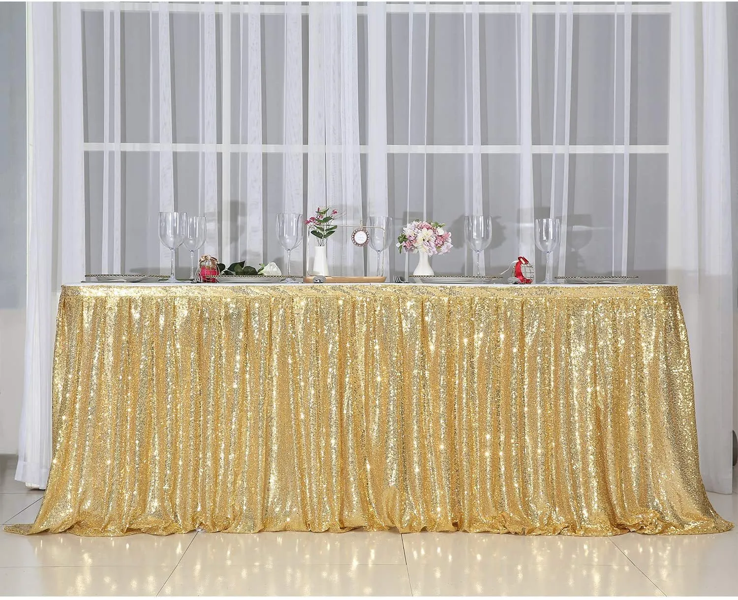 Sequin Rectangular Table Skirting for Party Tables - Wedding Decoration-Party Linen