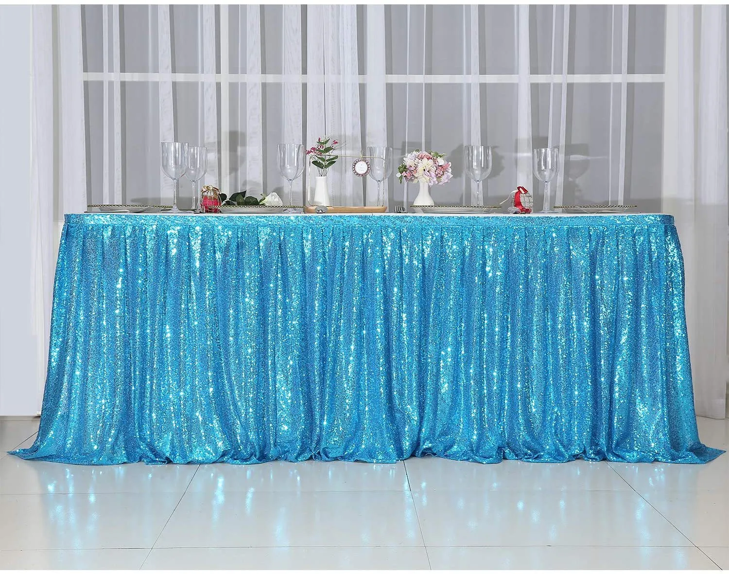 Sequin Rectangular Table Skirting for Party Tables - Wedding Decoration-Party Linen