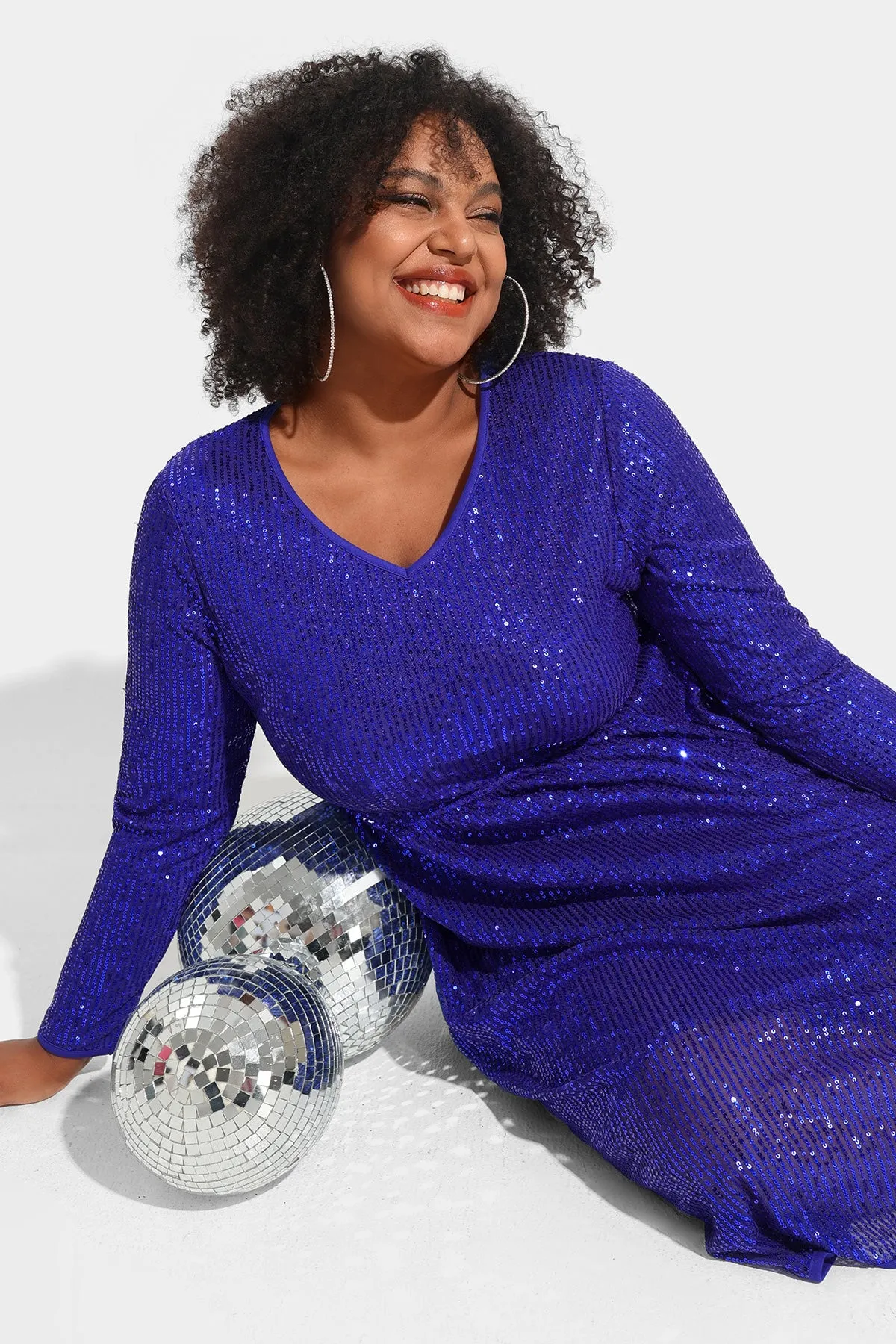 Sequin Sparkle Mesh Hollow Out Pleated Midi Dress