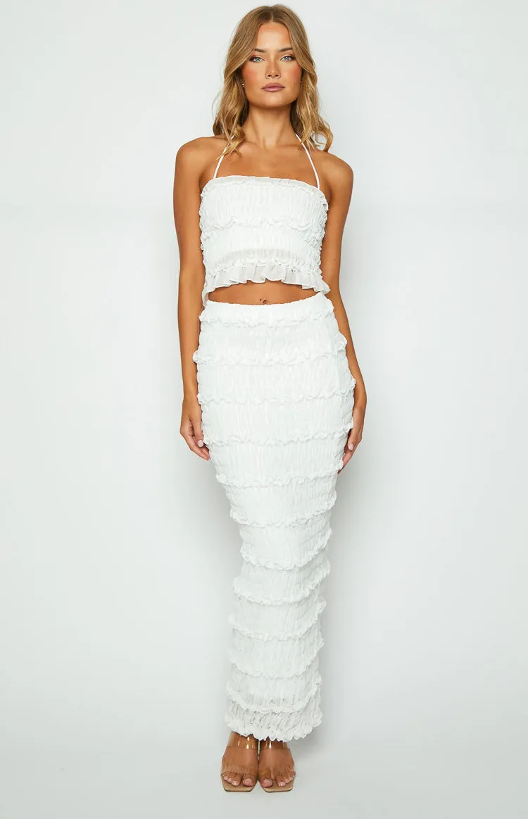 Shake it Off White Chiffon Midi Skirt