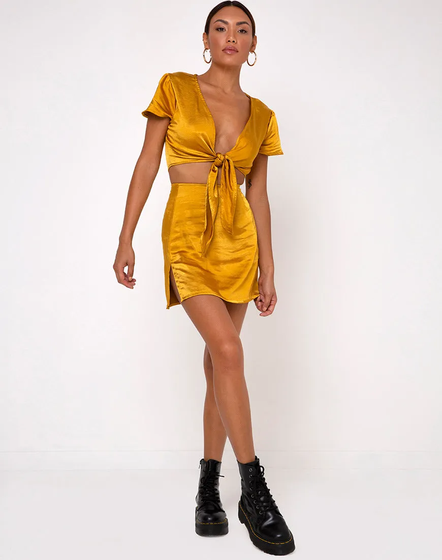 Shenka Mini Skirt in Satin Turmeric