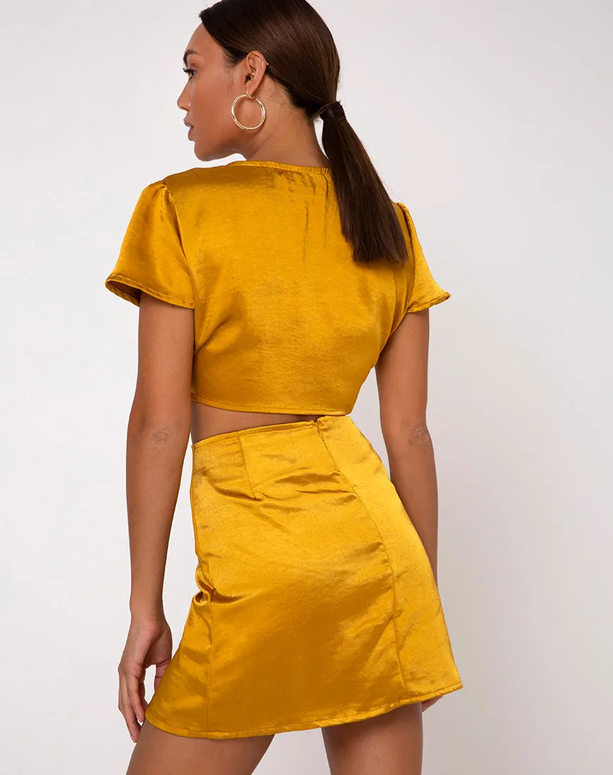 Shenka Mini Skirt in Satin Turmeric