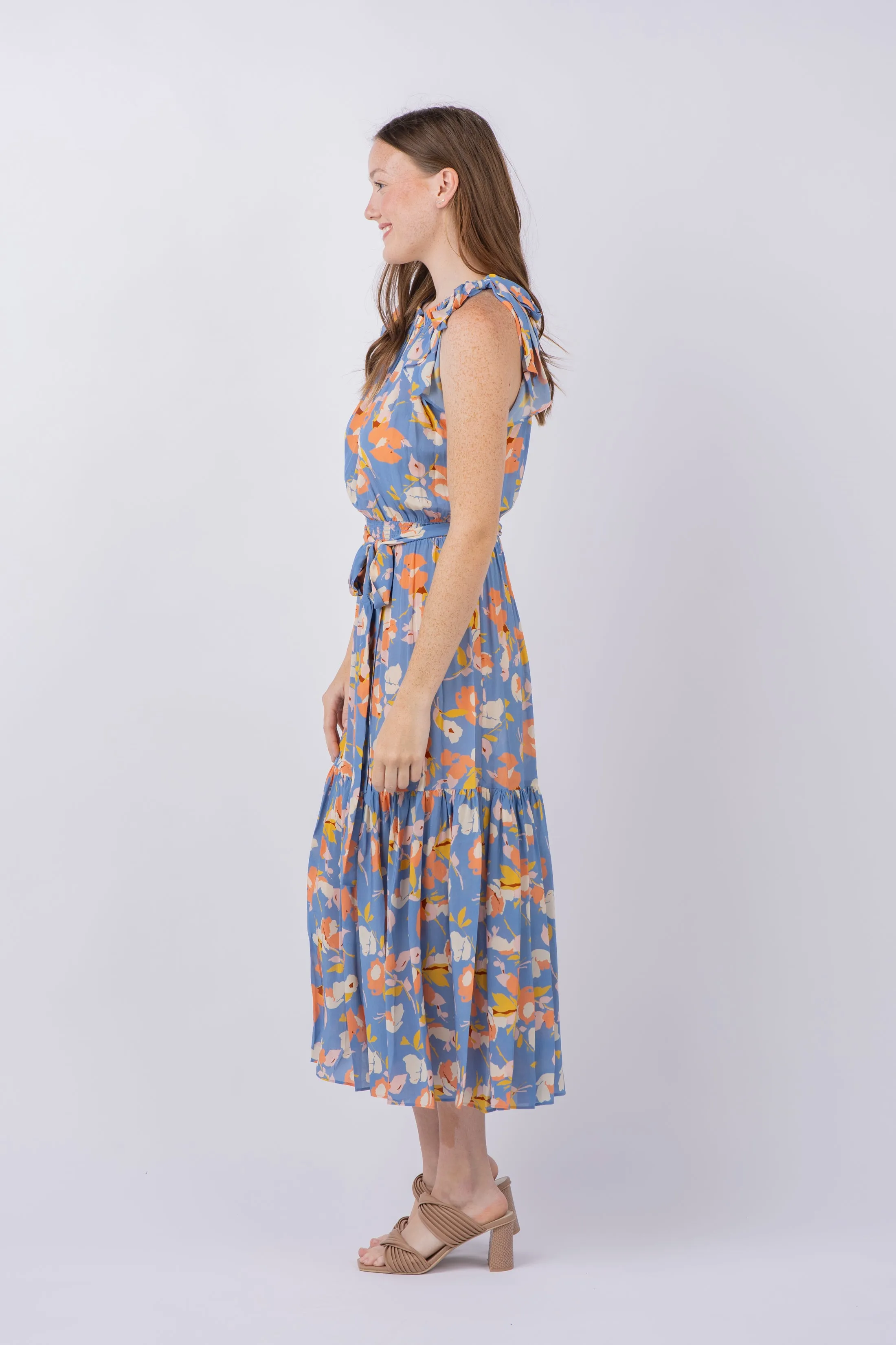 Shoshanna Peony Dress in Slate Blue Multi