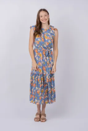 Shoshanna Peony Dress in Slate Blue Multi