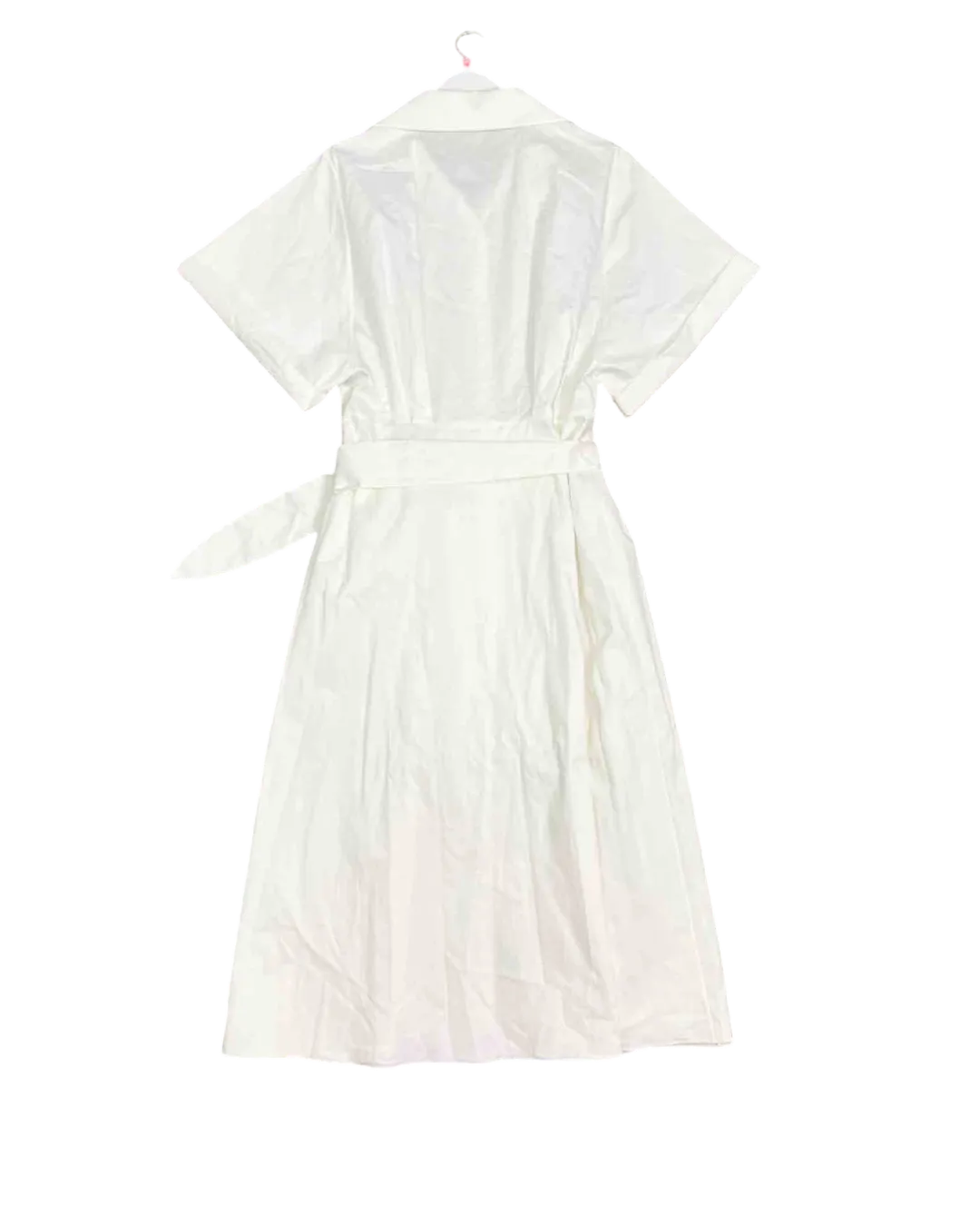 Size 14 | Safiyaa White Cezanne Belted Cotton Poplin Midi Shirt Dress