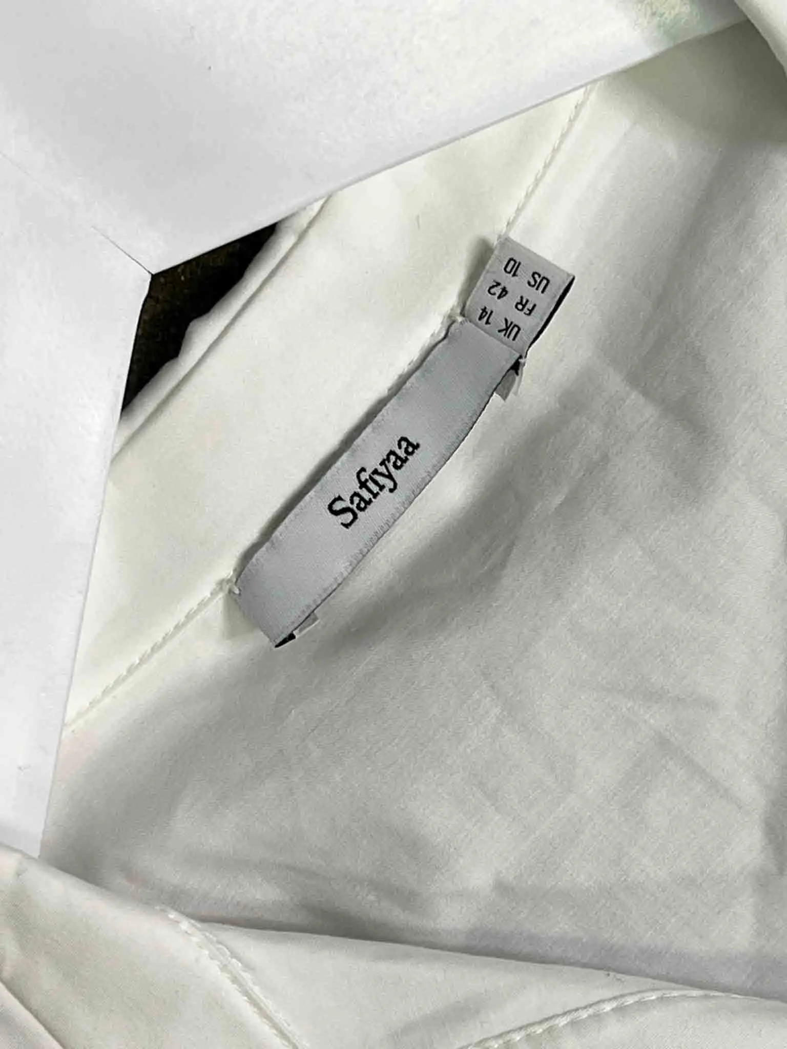 Size 14 | Safiyaa White Cezanne Belted Cotton Poplin Midi Shirt Dress