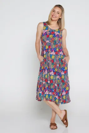 Sleeveless Waterhouse Dress - Rainbow Wildflowers